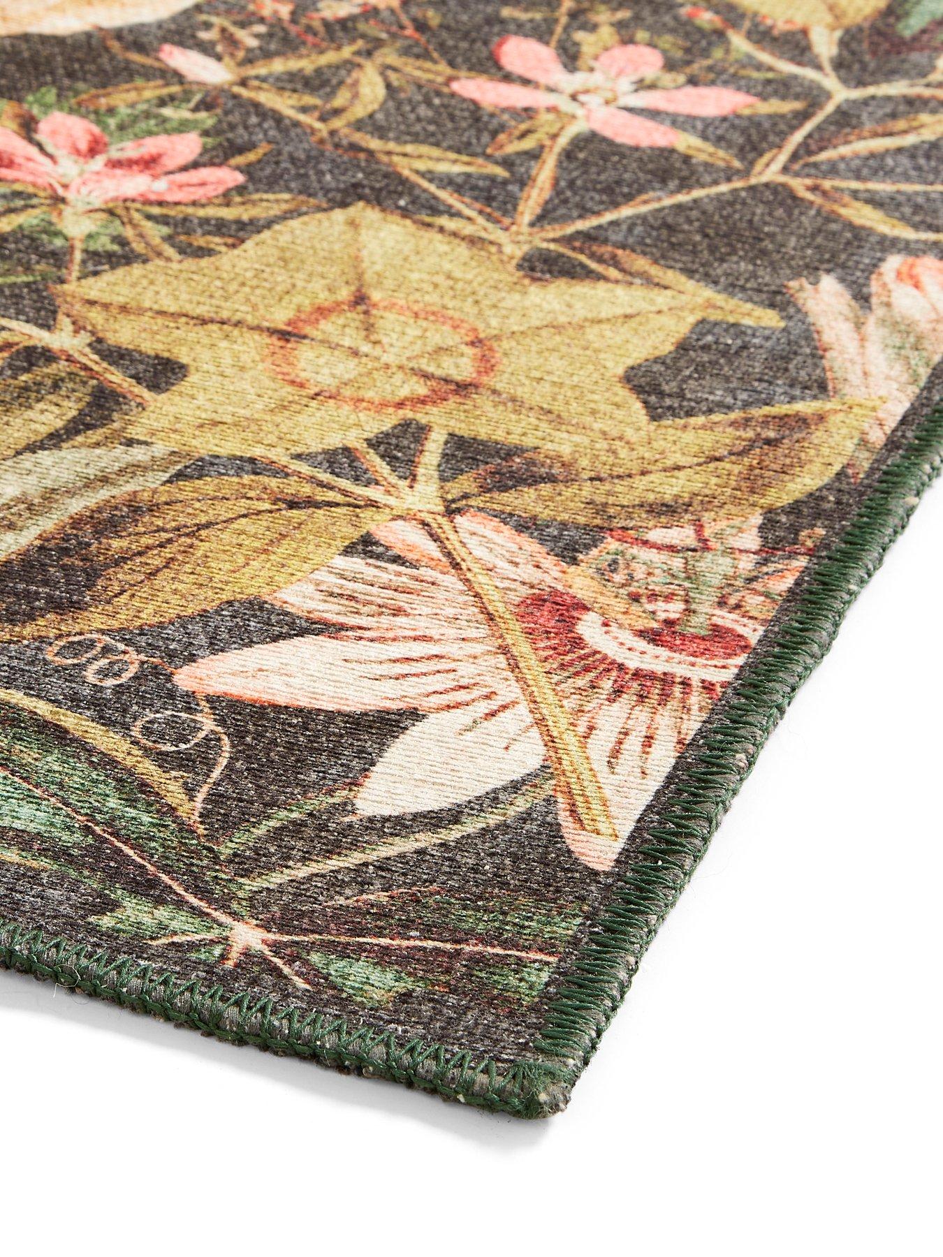 Image 4 of 6 of Clarke & Clarke Clarke & Clarke Passiflora Noir Washable Rug