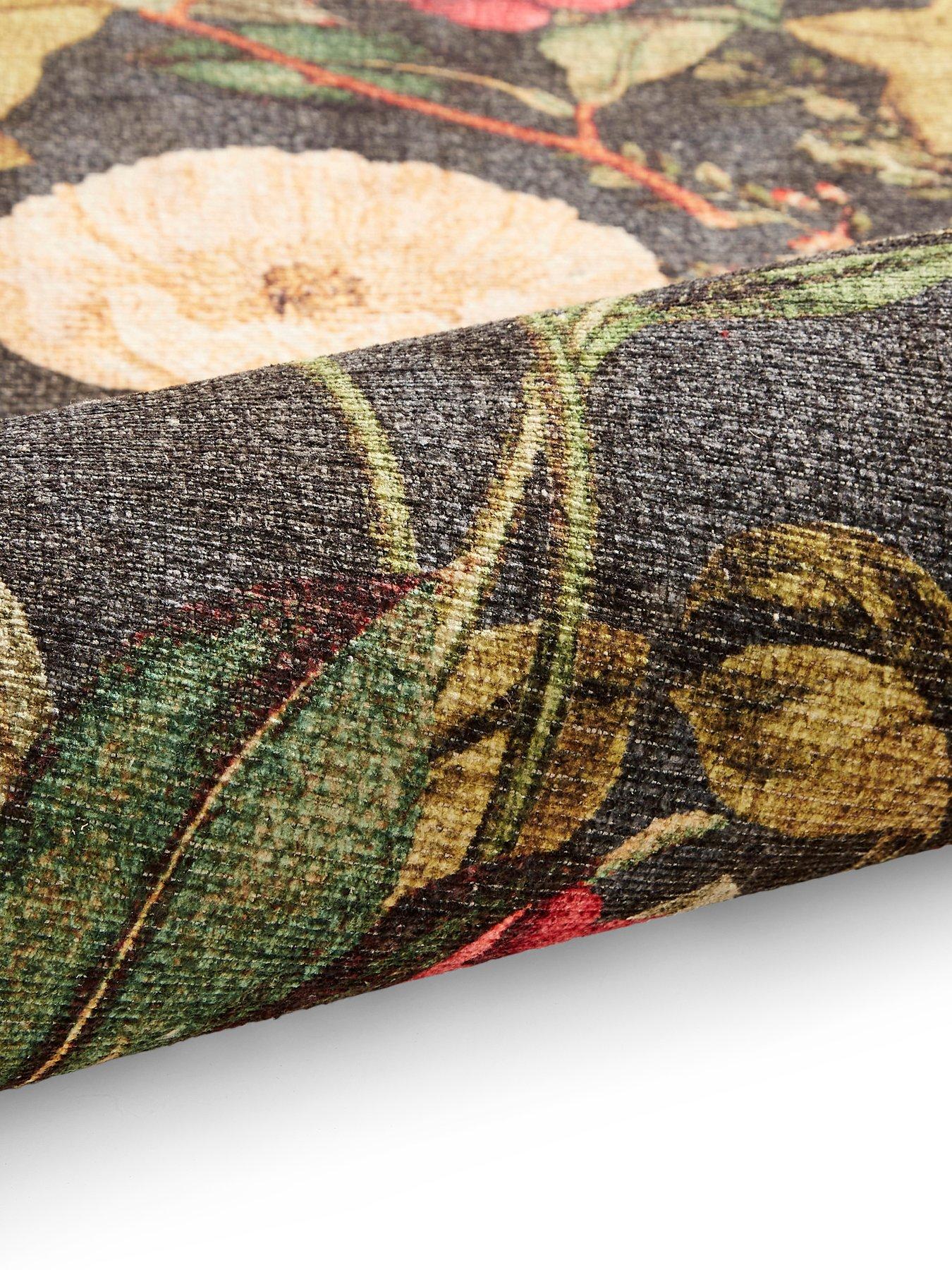 Image 5 of 6 of Clarke & Clarke Clarke & Clarke Passiflora Noir Washable Rug