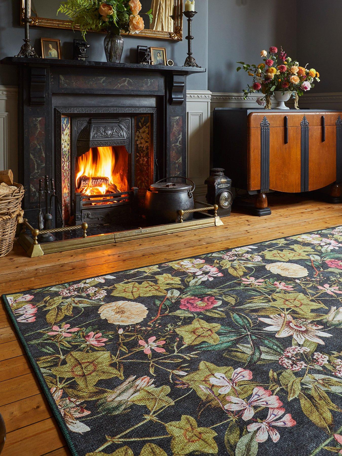 Image 6 of 6 of Clarke & Clarke Clarke & Clarke Passiflora Noir Washable Rug