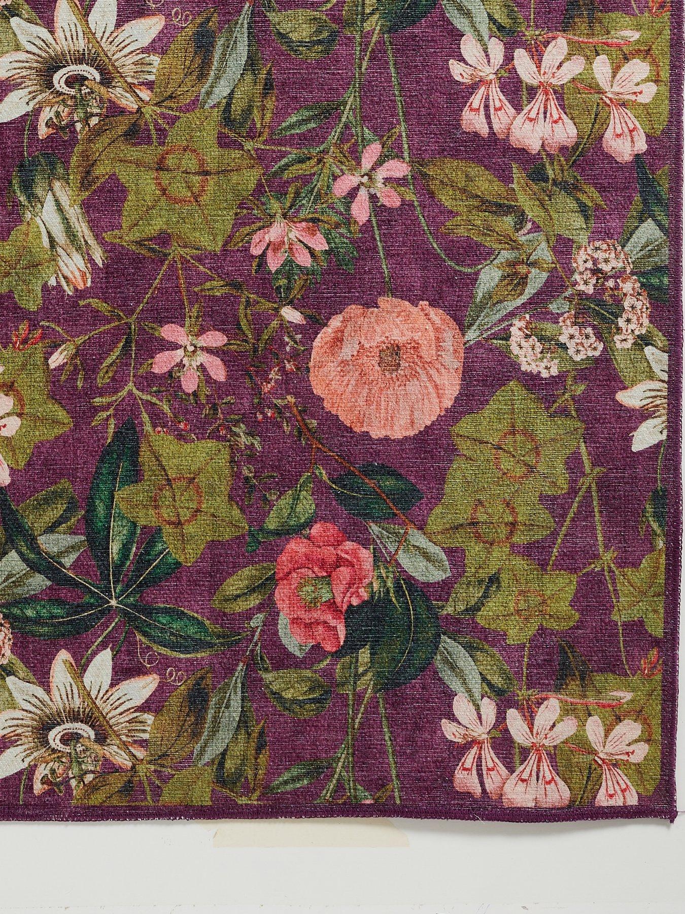 Image 3 of 5 of Clarke & Clarke Clarke & Clarke Passiflora Mulberry Washable Rug