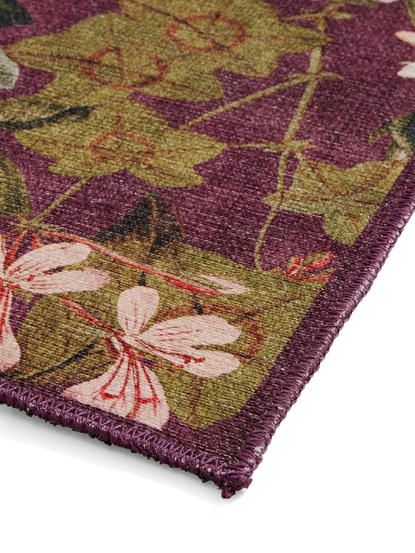 Image 4 of 5 of Clarke & Clarke Clarke & Clarke Passiflora Mulberry Washable Rug