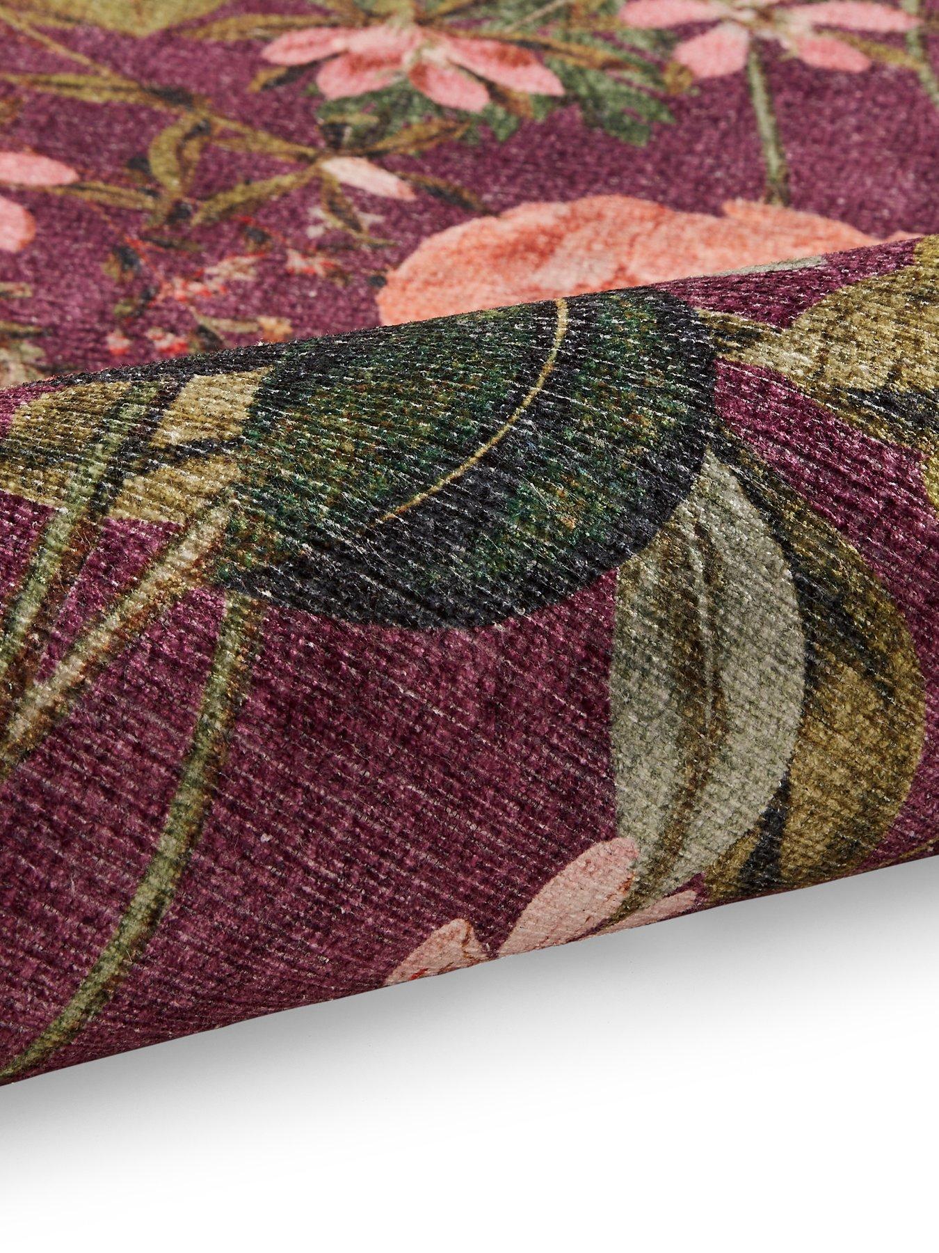 Image 5 of 5 of Clarke & Clarke Clarke & Clarke Passiflora Mulberry Washable Rug