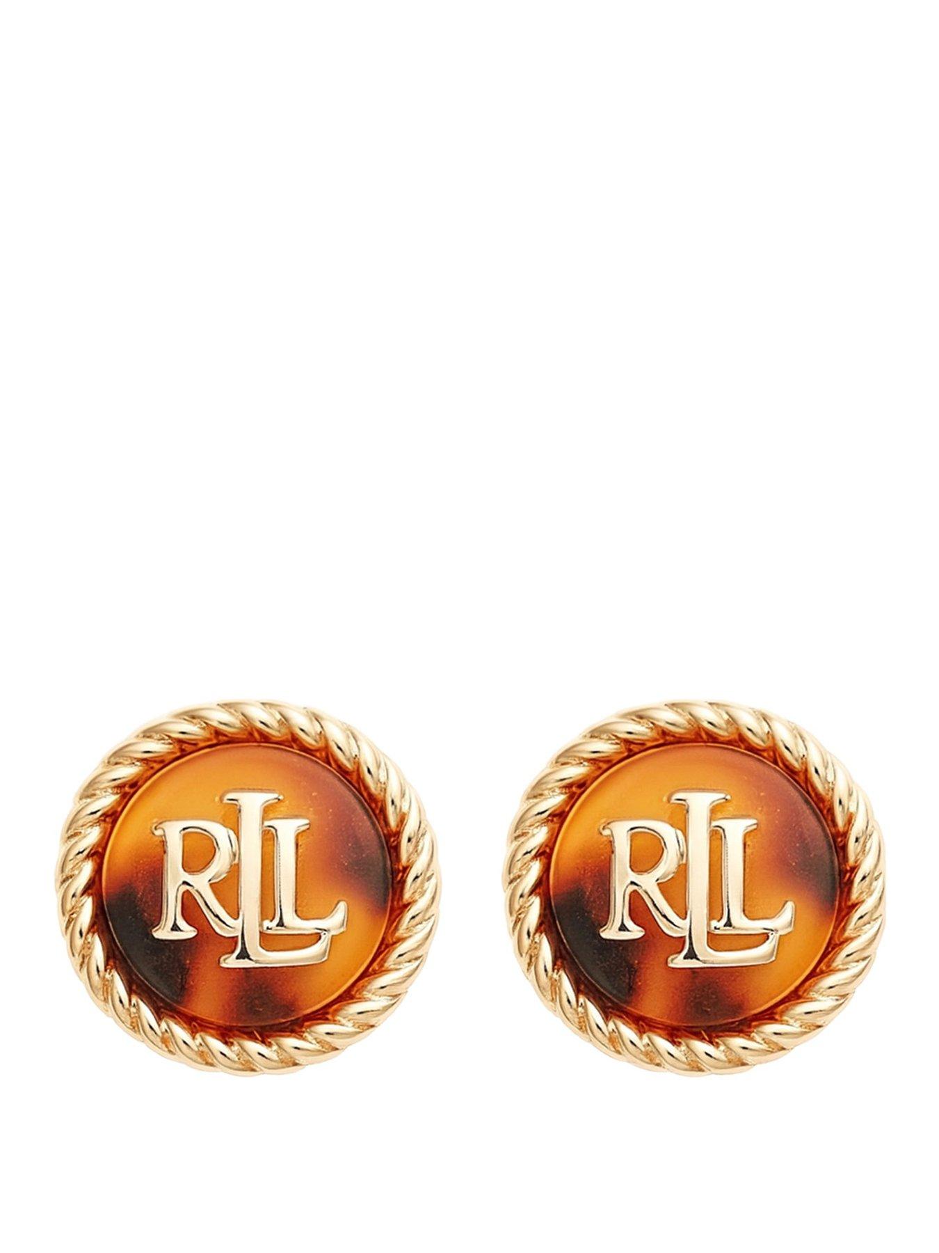 Lauren by Ralph Lauren Lauren Ralph Lauren Gold & Tort Logo Stud Earrings