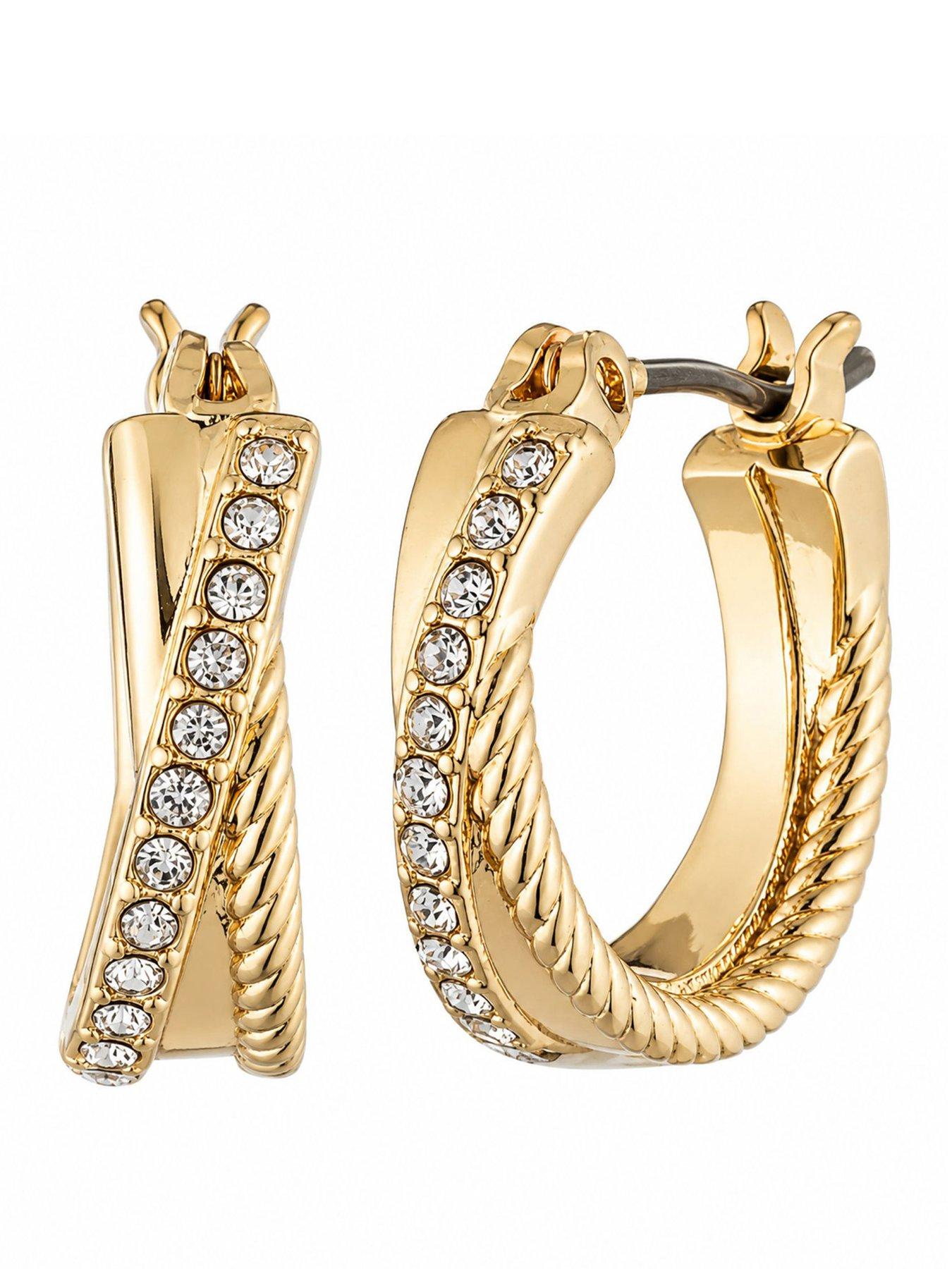 Lauren by Ralph Lauren Lauren Ralph Lauren Gold  Crystal 15mm Twisted Hoop Earrings