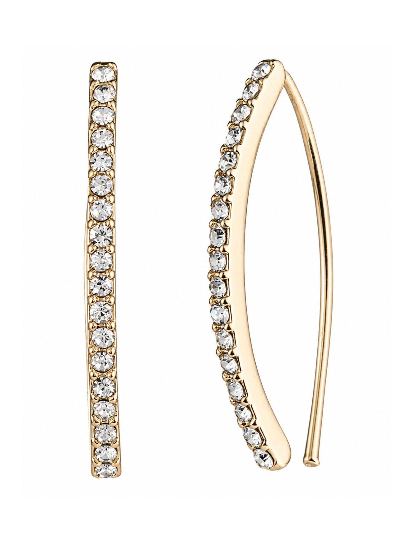 Lauren by Ralph Lauren Lauren Ralph Lauren Threader Earrings in Gold & Crystal