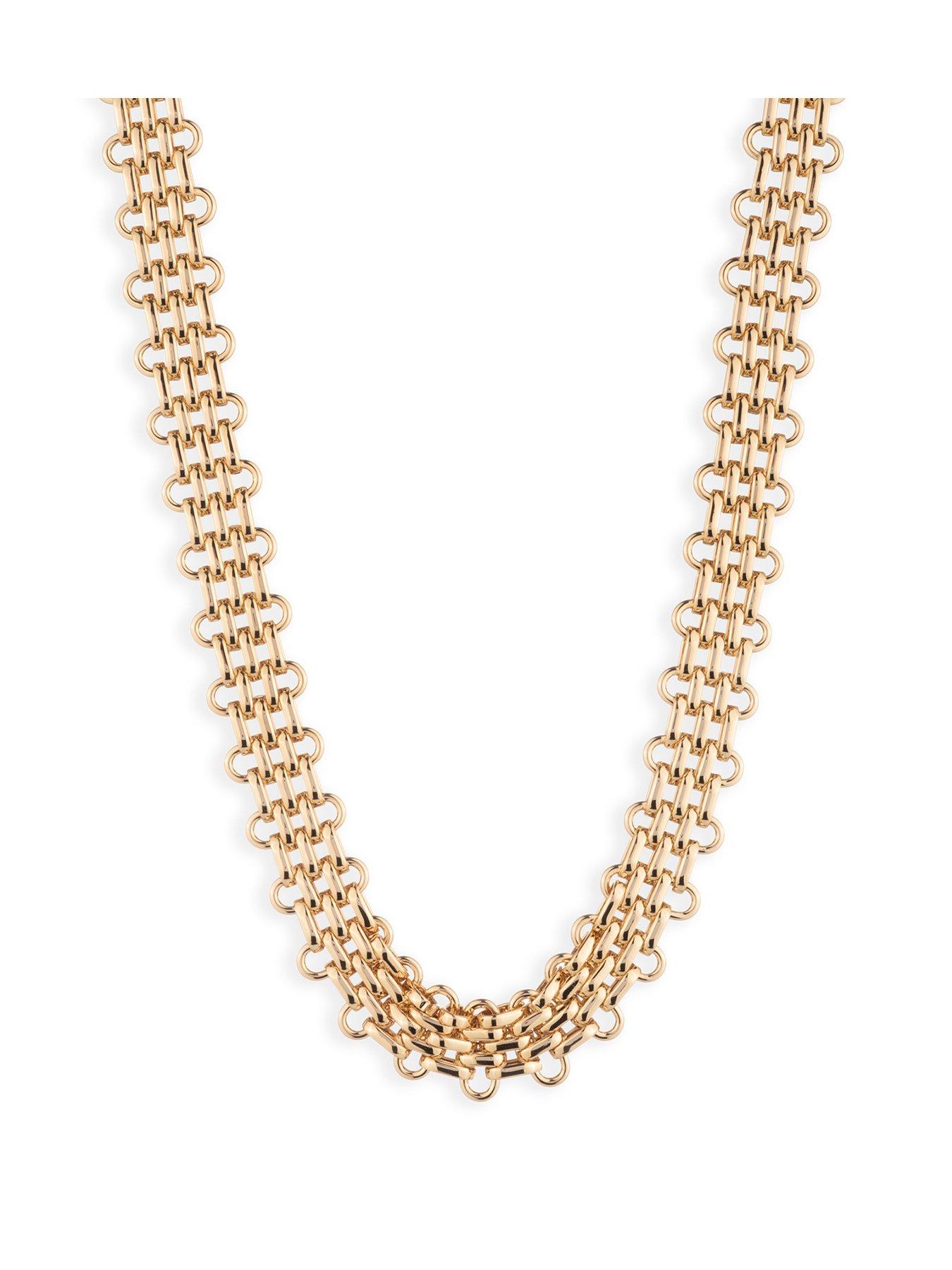 Image 1 of 4 of Lauren by Ralph Lauren Lauren Ralph Lauren Gold Tone Multi Link Collar Necklace