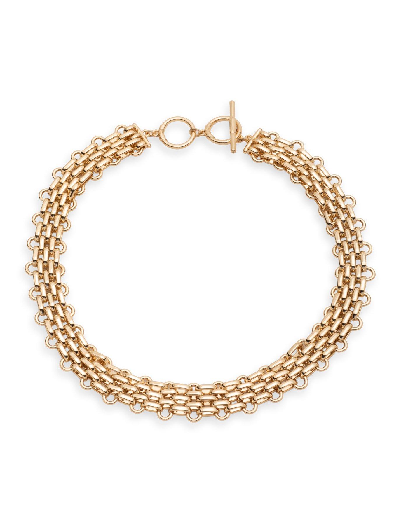 Image 2 of 4 of Lauren by Ralph Lauren Lauren Ralph Lauren Gold Tone Multi Link Collar Necklace