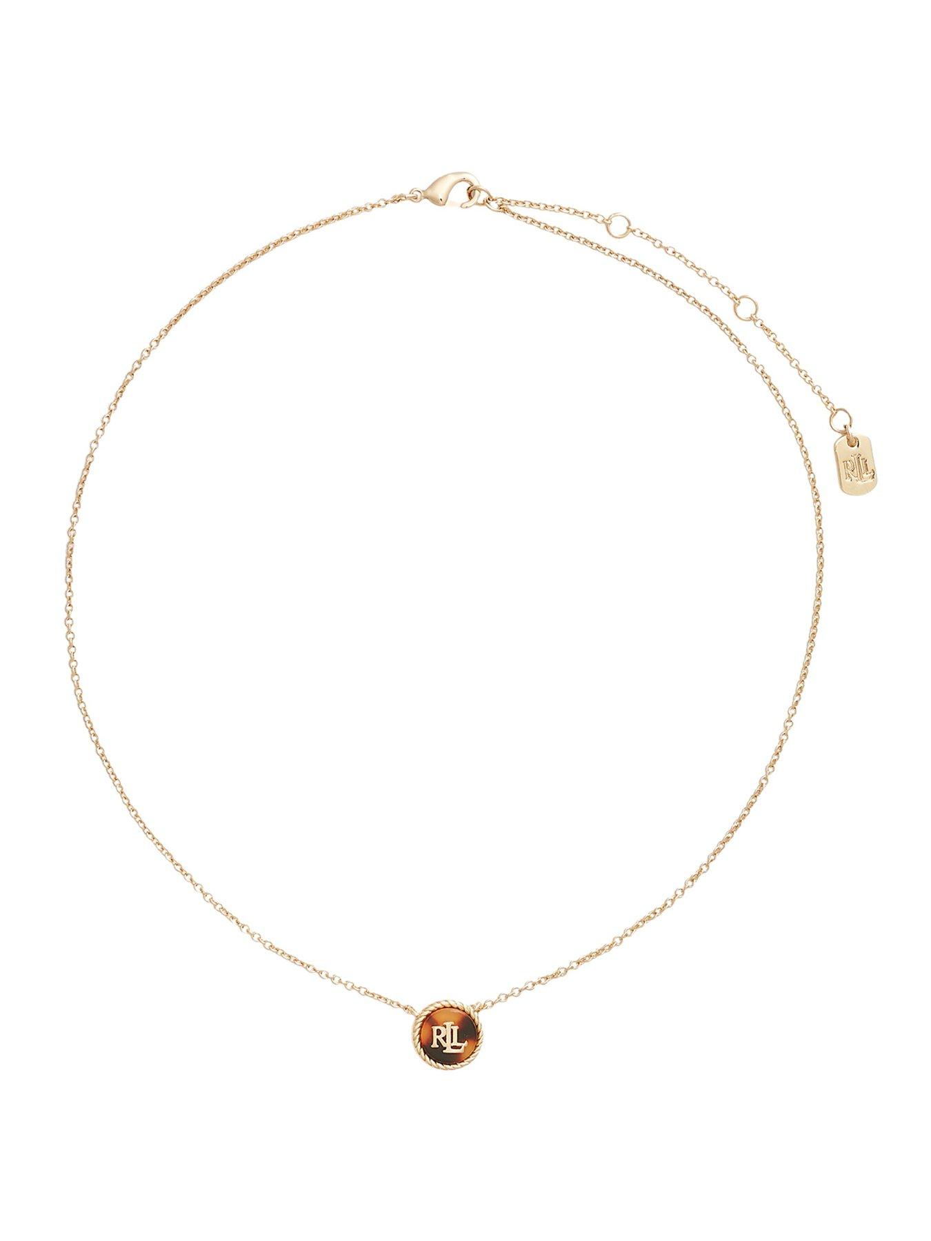 Lauren by Ralph Lauren Lauren Ralph Lauren Gold & Tort Logo Pendant Necklace
