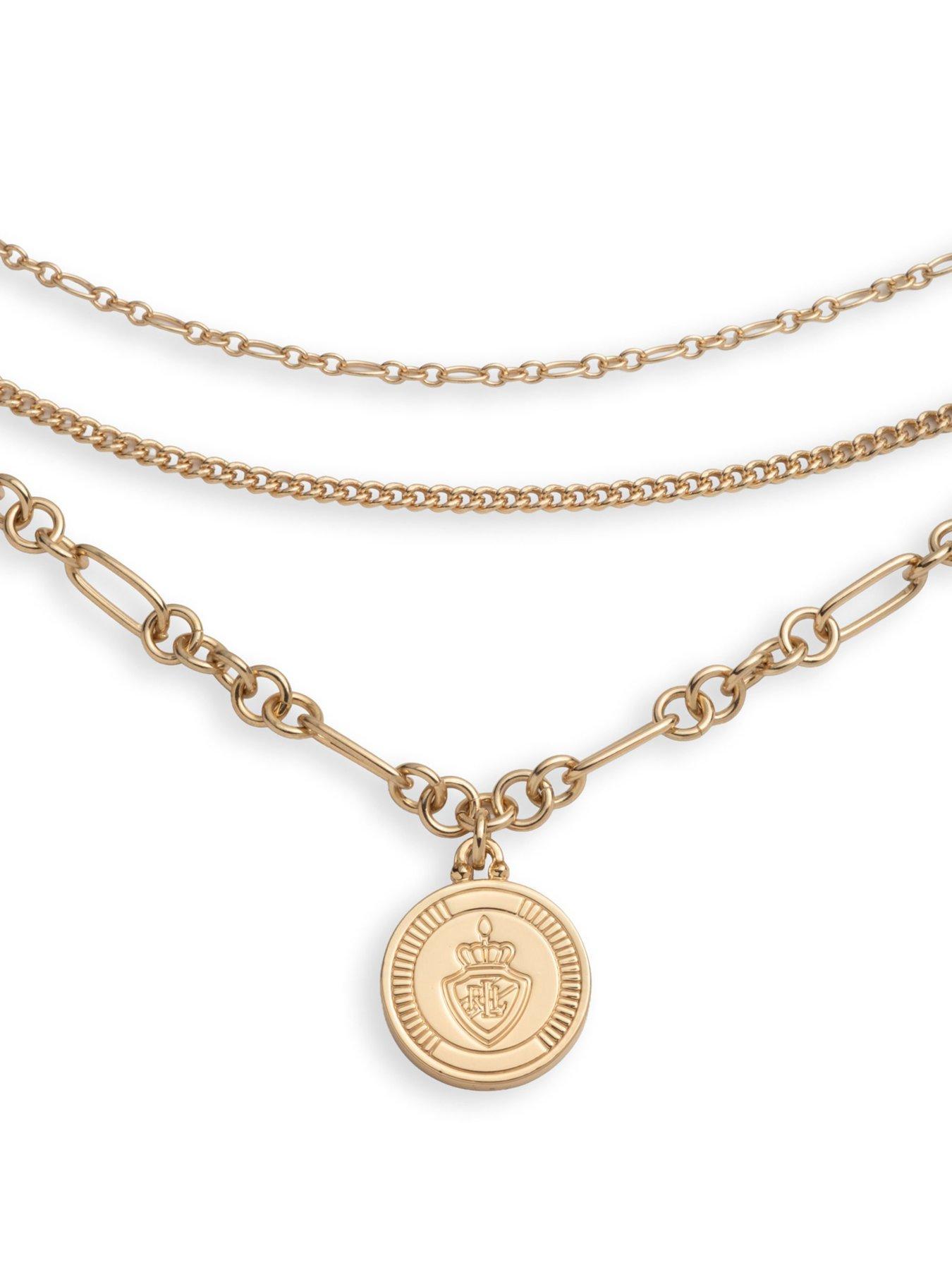 Image 2 of 4 of Lauren by Ralph Lauren Lauren Ralph Lauren Gold Multi Row Crest Necklace