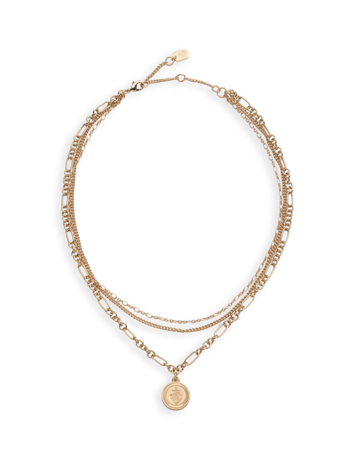 Image 3 of 4 of Lauren by Ralph Lauren Lauren Ralph Lauren Gold Multi Row Crest Necklace