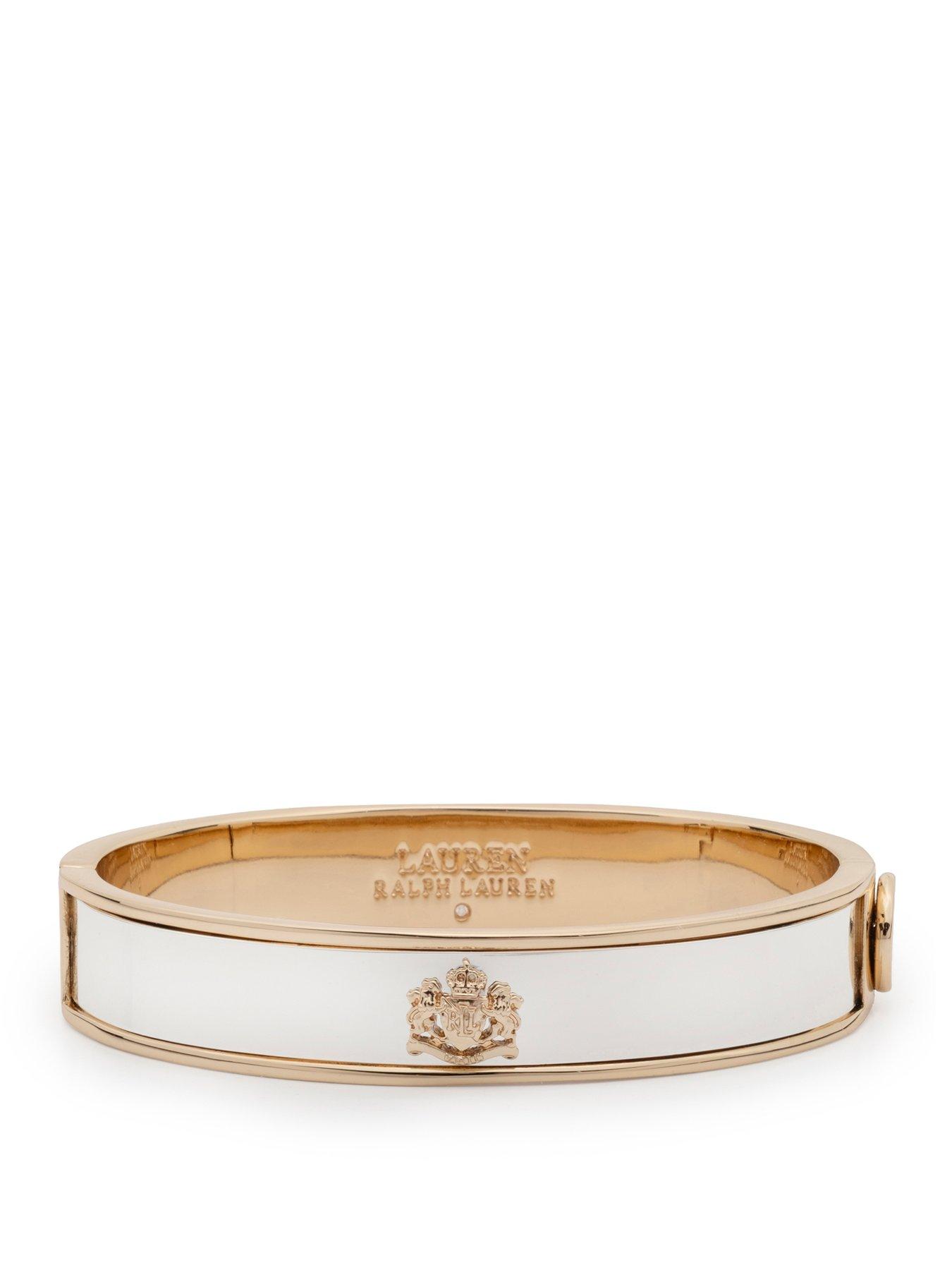 Lauren by Ralph Lauren Lauren Ralph Lauren Crest Bangle featuring a Two Tone Design in Gold and Silver