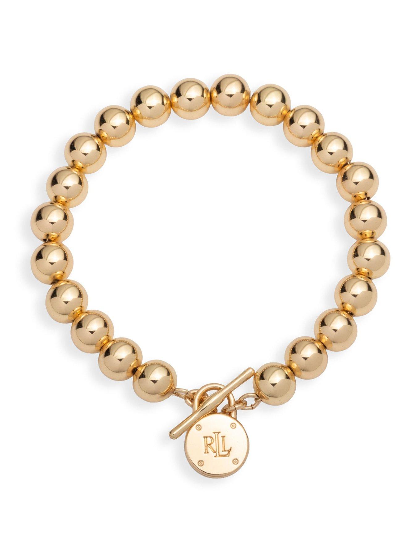 Lauren by Ralph Lauren Lauren Ralph Lauren Signature Gold Beaded Bracelet with Logo Padlock