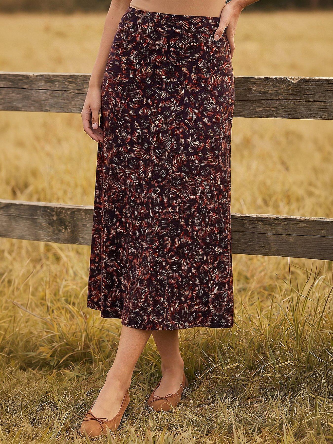Roman Speckle Print Panel A-line Skirt