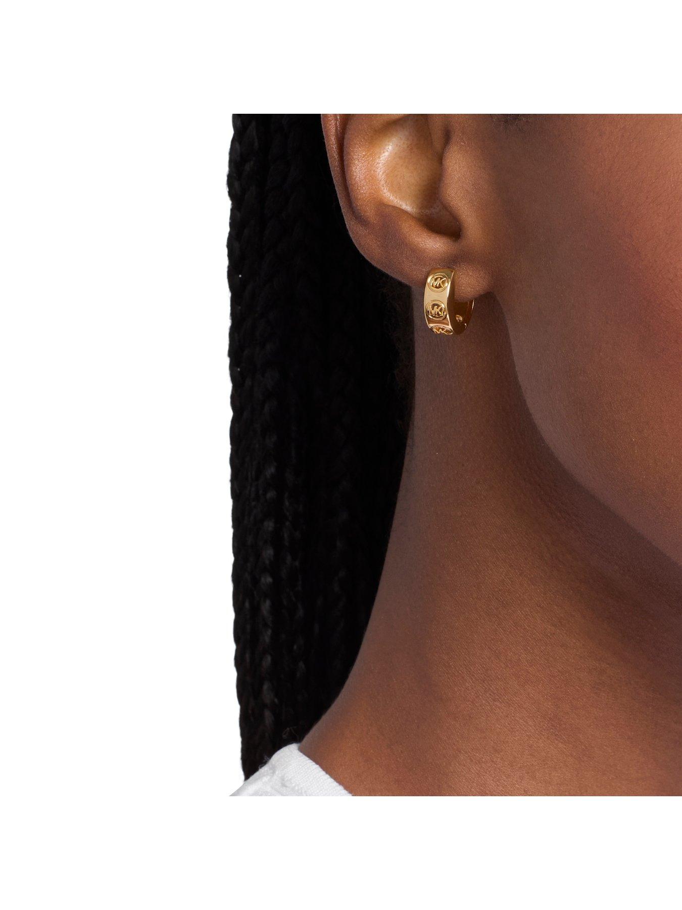 Image 2 of 4 of Michael Kors Logo Huggie Earrings - Gold