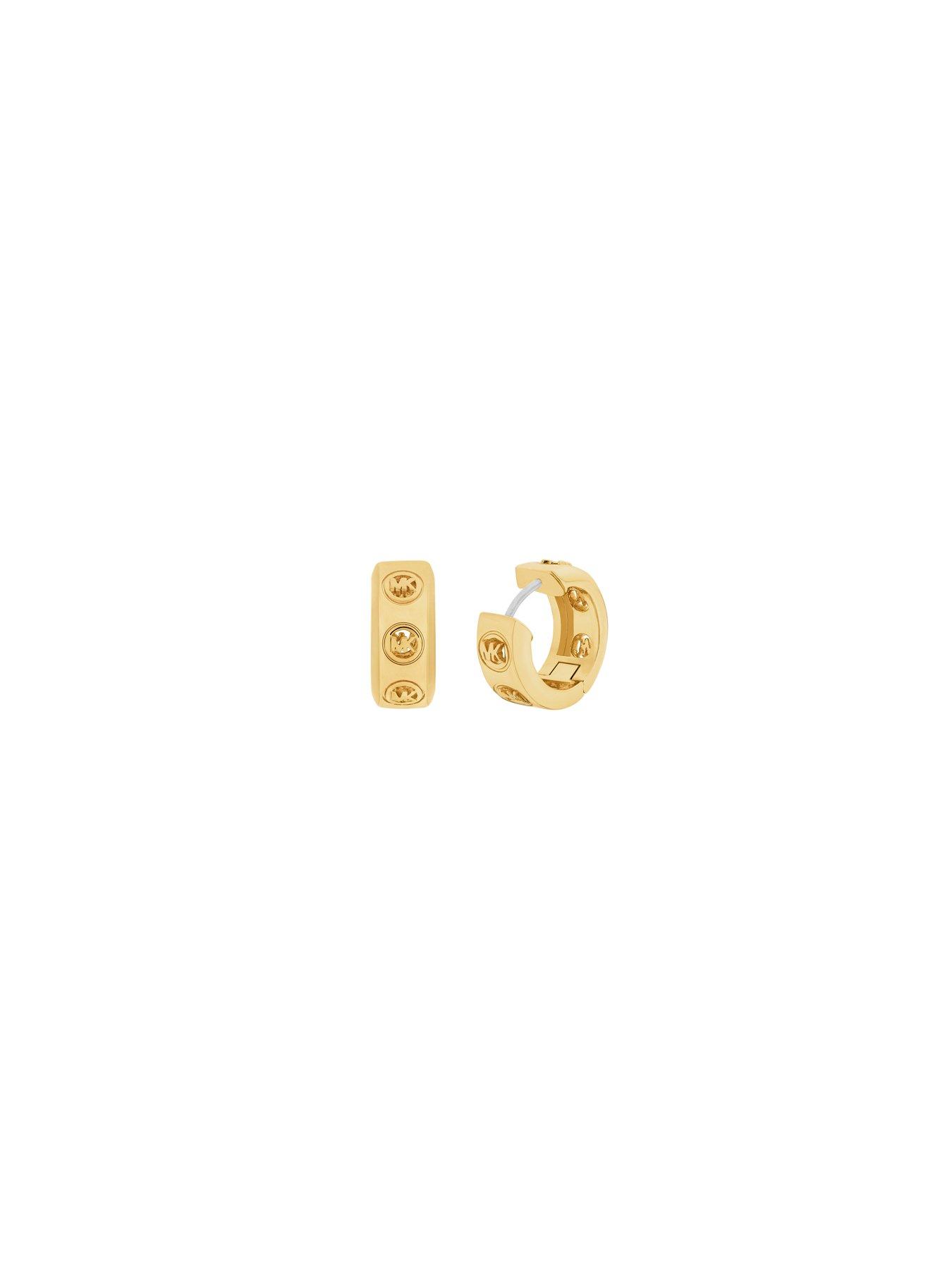 Image 3 of 4 of Michael Kors Logo Huggie Earrings - Gold