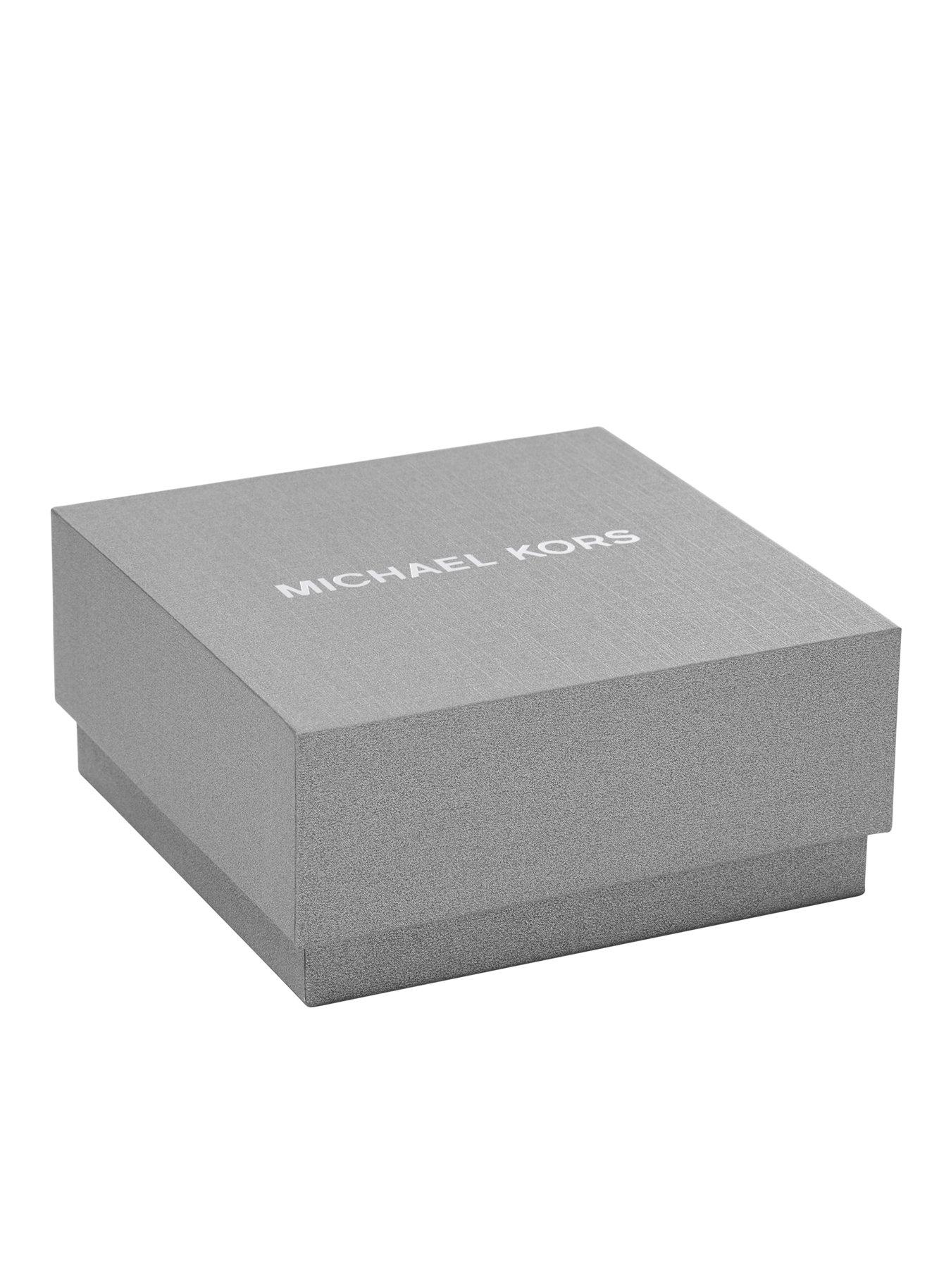 Image 4 of 4 of Michael Kors Stone Station Huggie Earrings - Silver