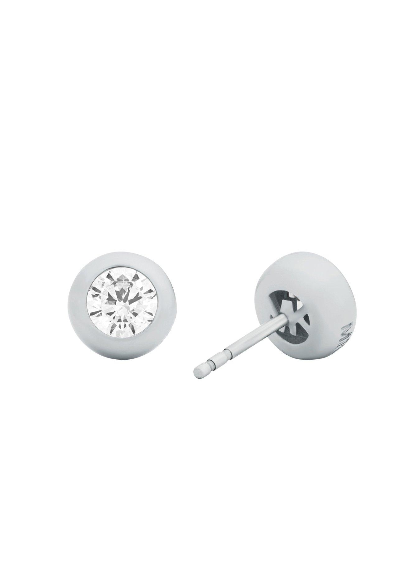 Image 2 of 5 of Michael Kors Bezel-Set Solitaire Stud Earrings - Silver