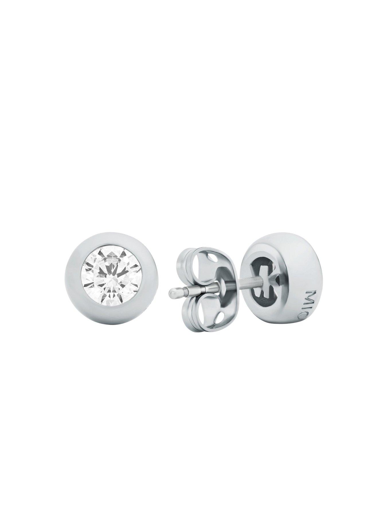 Image 3 of 5 of Michael Kors Bezel-Set Solitaire Stud Earrings - Silver