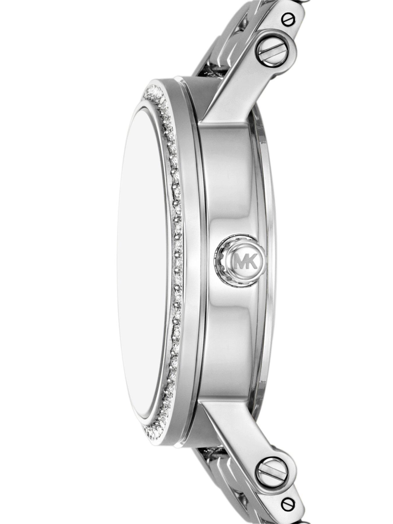 Image 4 of 5 of Michael Kors Corey Silver Pink Dial Three-Hand Watch