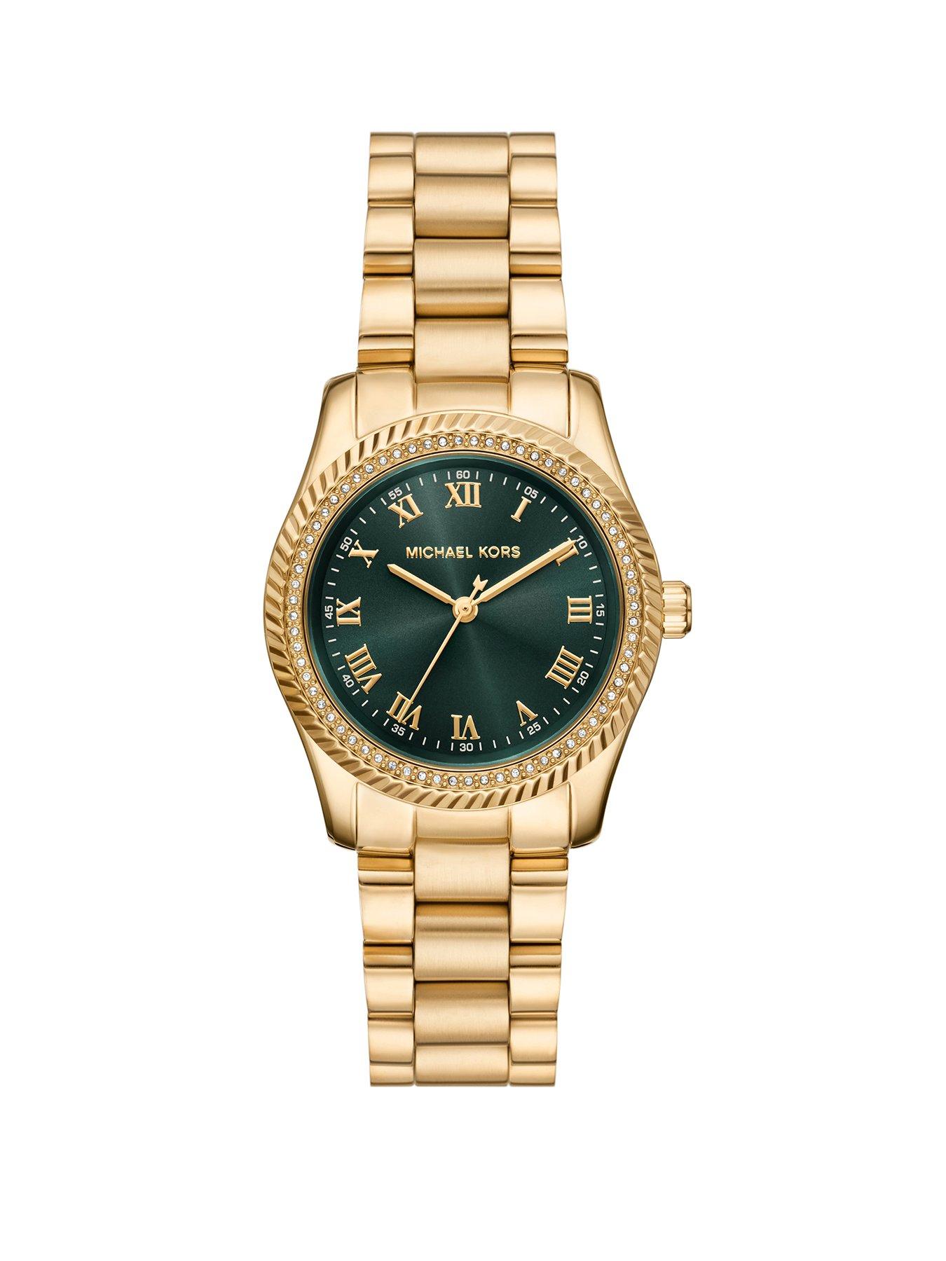 Image 1 of 6 of Michael Kors Lexington Three-Hand Gold-Tone Stainless Steel Watch