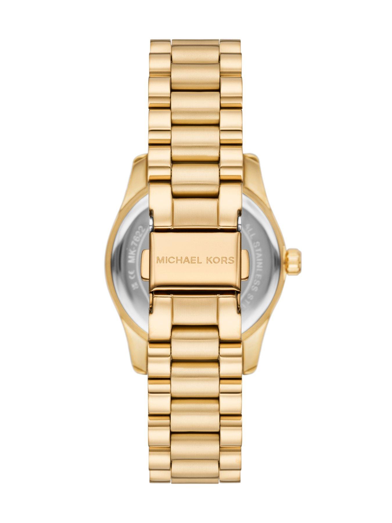 Image 2 of 6 of Michael Kors Lexington Three-Hand Gold-Tone Stainless Steel Watch