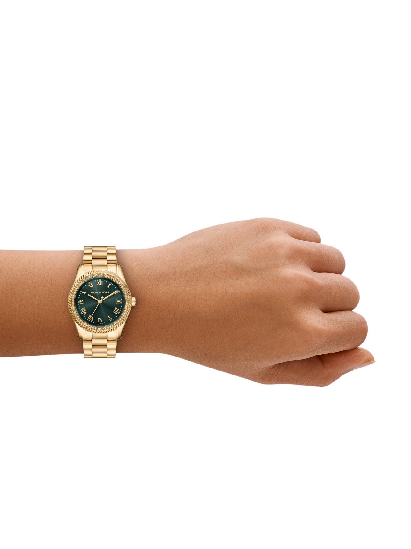 Image 3 of 6 of Michael Kors Lexington Three-Hand Gold-Tone Stainless Steel Watch