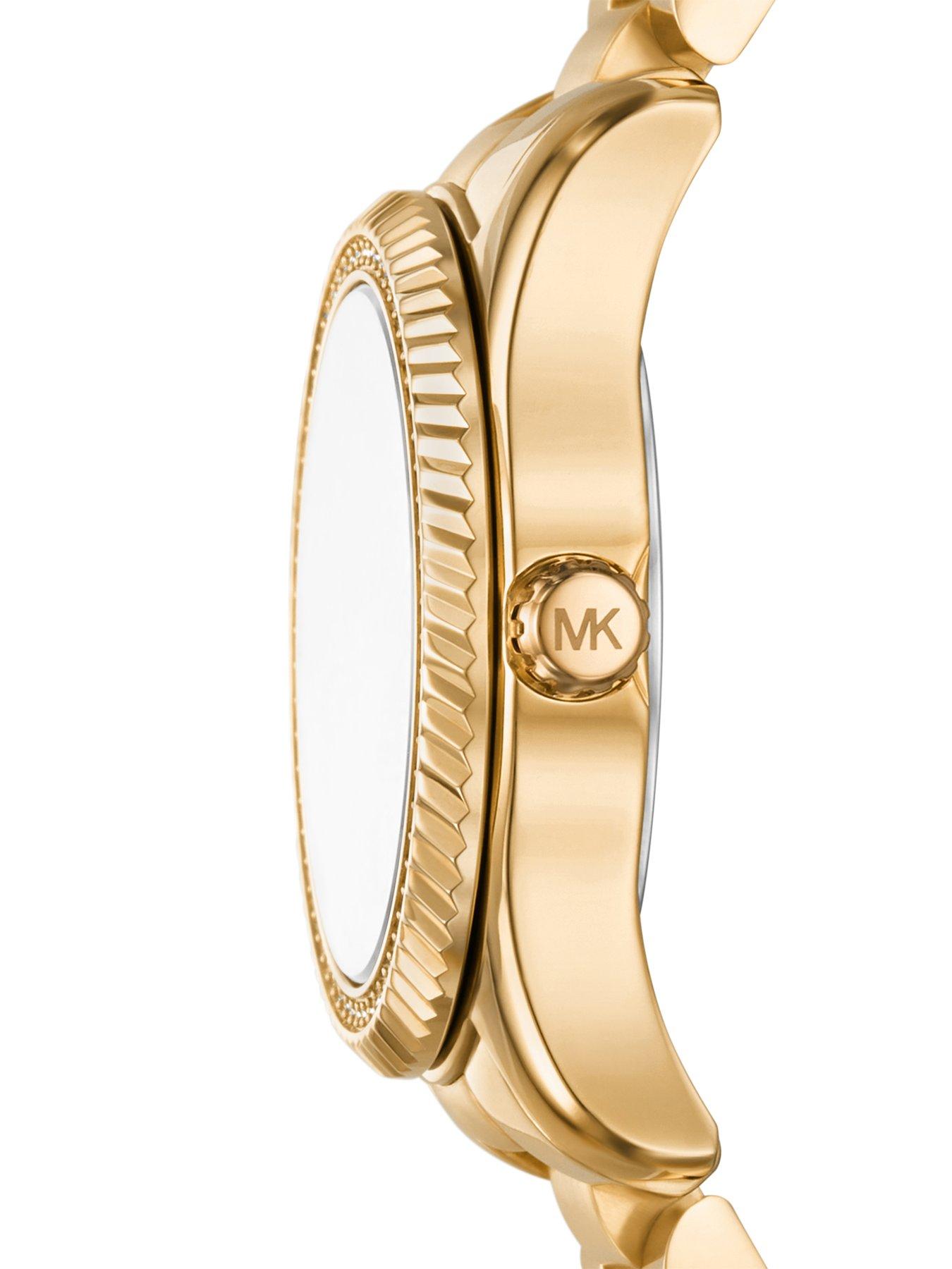 Image 4 of 6 of Michael Kors Lexington Three-Hand Gold-Tone Stainless Steel Watch