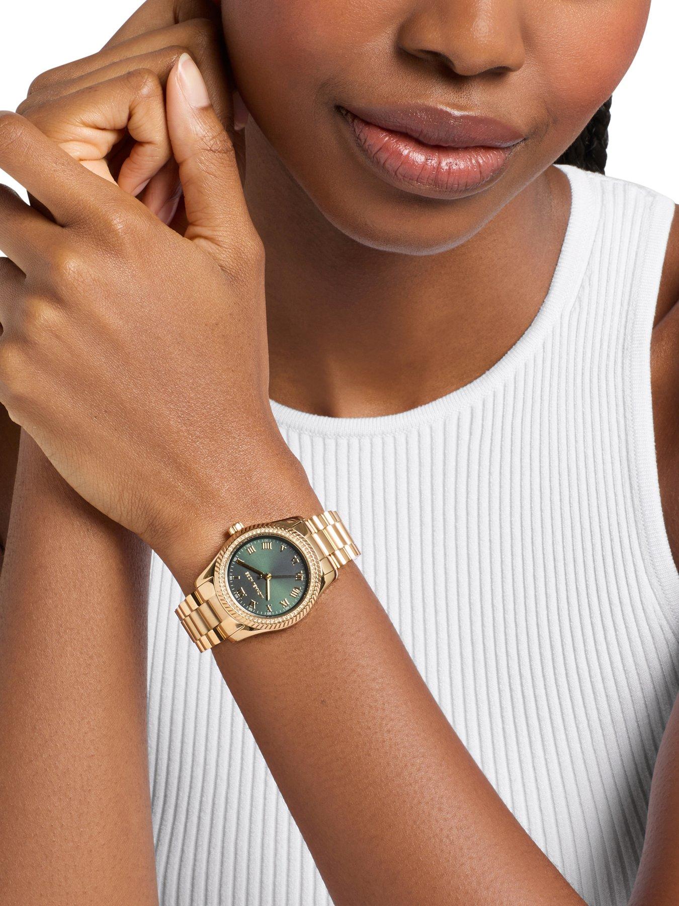 Image 5 of 6 of Michael Kors Lexington Three-Hand Gold-Tone Stainless Steel Watch