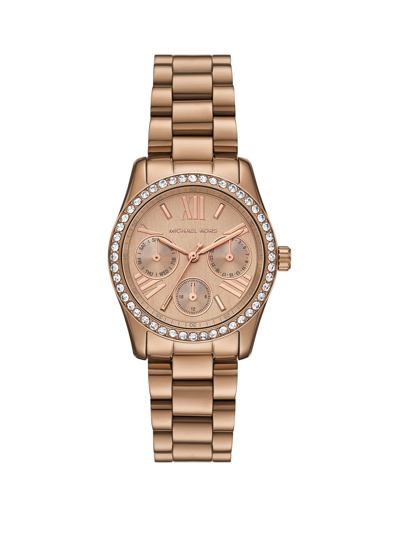 Michael Kors Michael Kors Women's Lexington Multifunction Beige Gold-Tone Stainless Steel Watch, MK7631