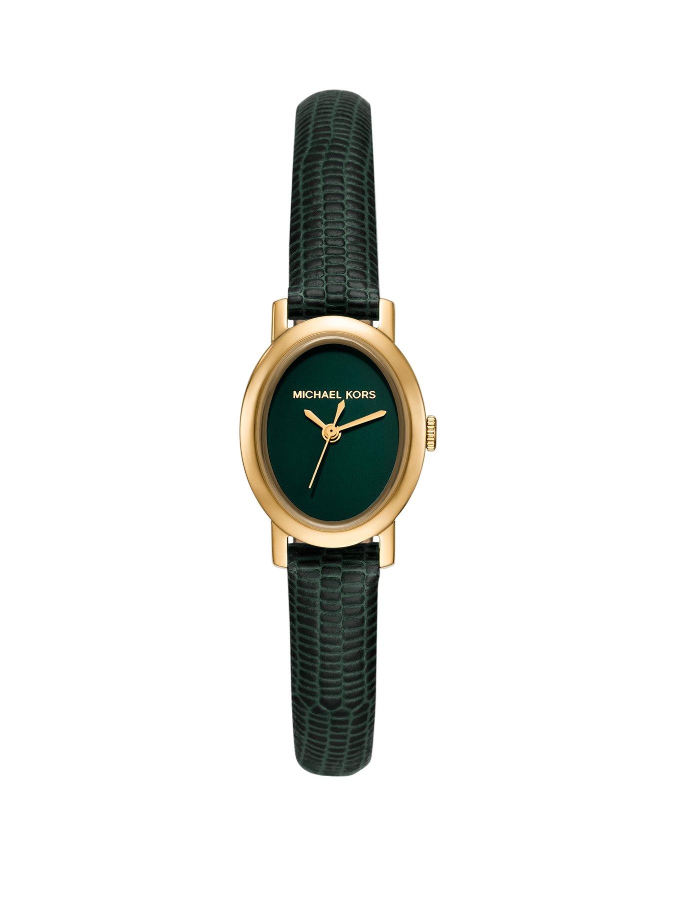 Image 1 of 5 of Michael Kors Maude Three-Hand Green Leather Watch