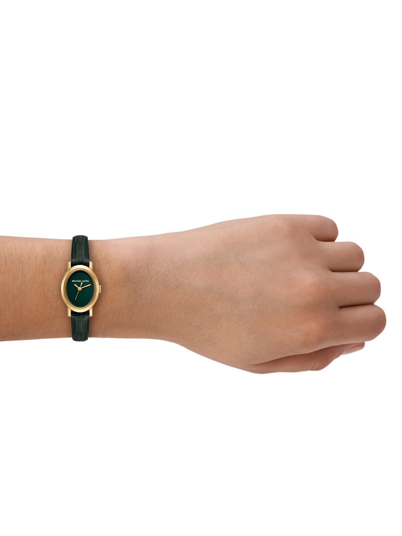 Image 3 of 5 of Michael Kors Maude Three-Hand Green Leather Watch