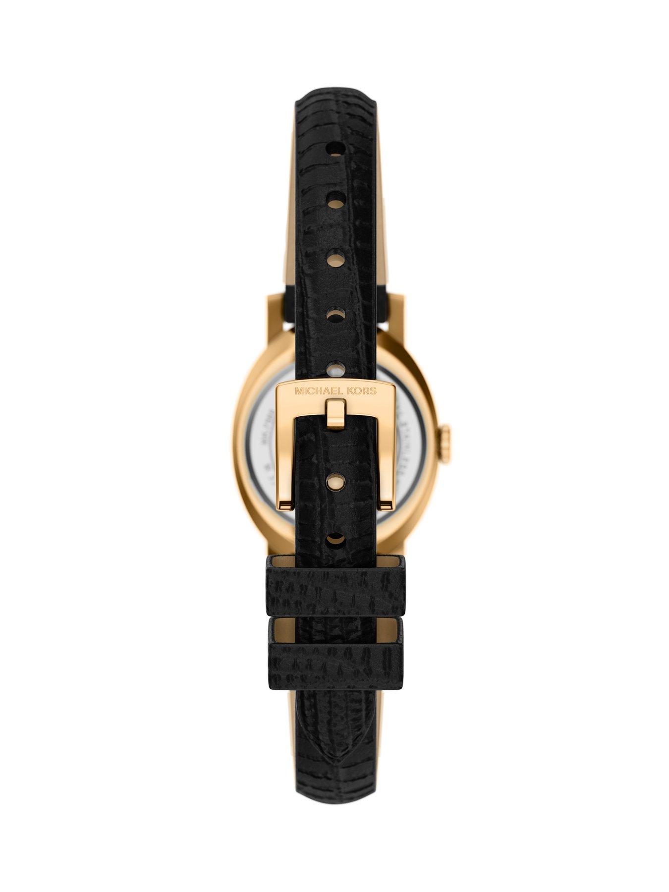 Image 2 of 7 of Michael Kors Maude Three-Hand Black Leather Watch