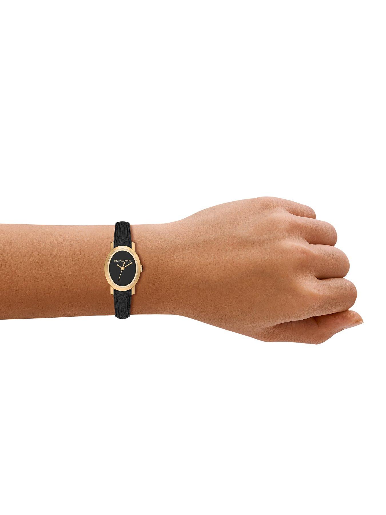 Image 3 of 7 of Michael Kors Maude Three-Hand Black Leather Watch