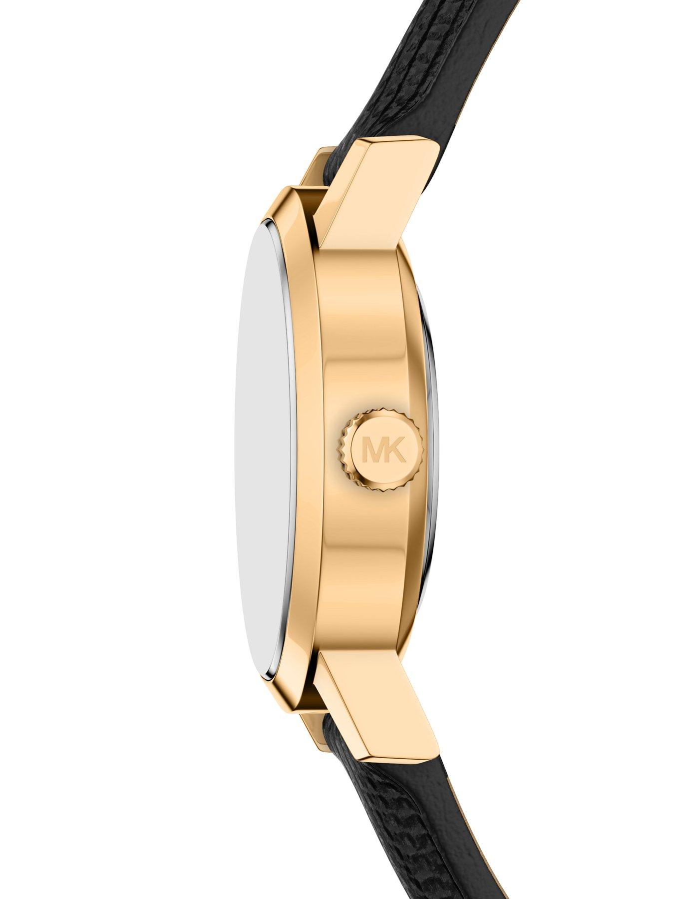 Image 4 of 7 of Michael Kors Maude Three-Hand Black Leather Watch