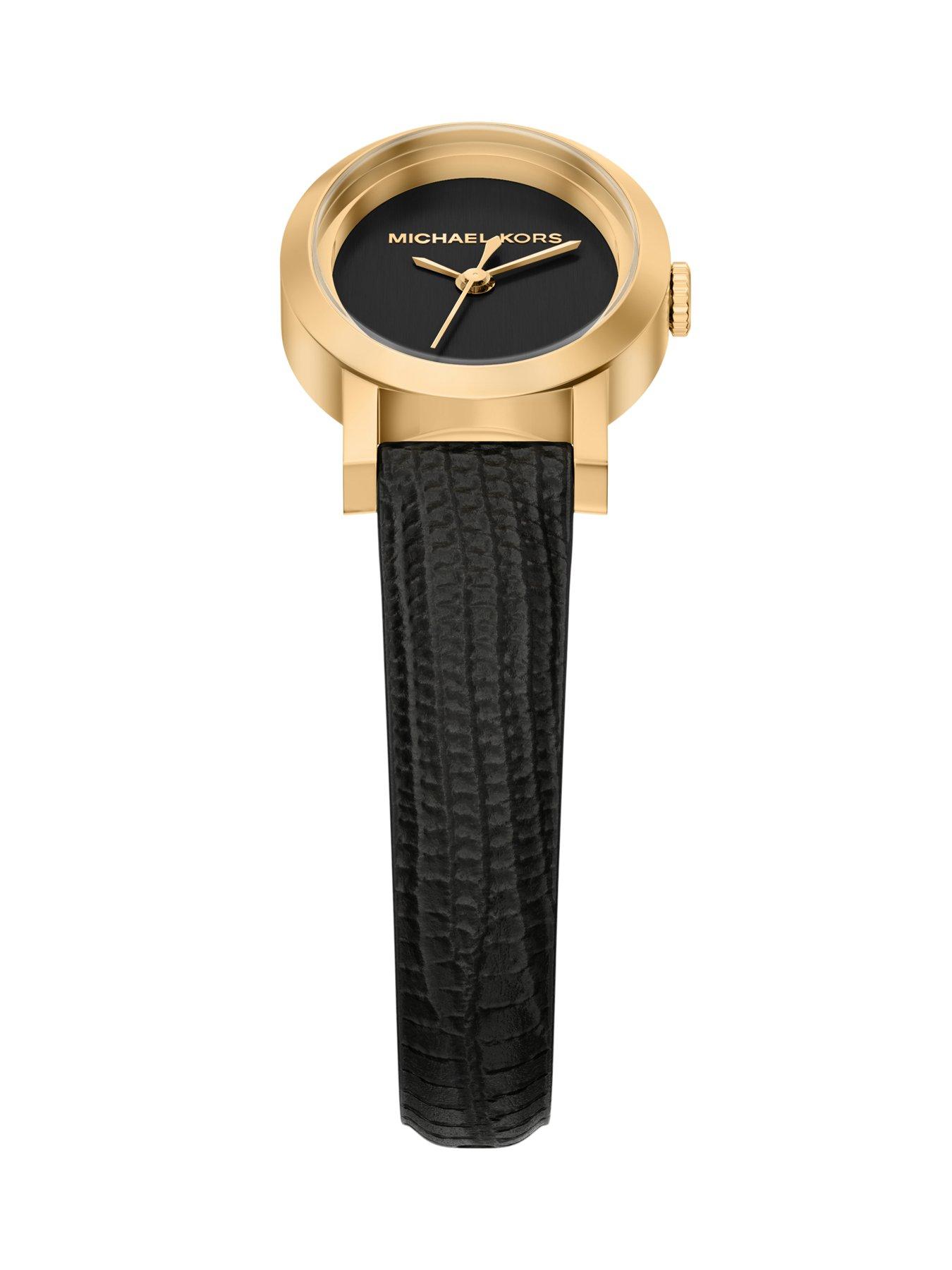 Image 6 of 7 of Michael Kors Maude Three-Hand Black Leather Watch