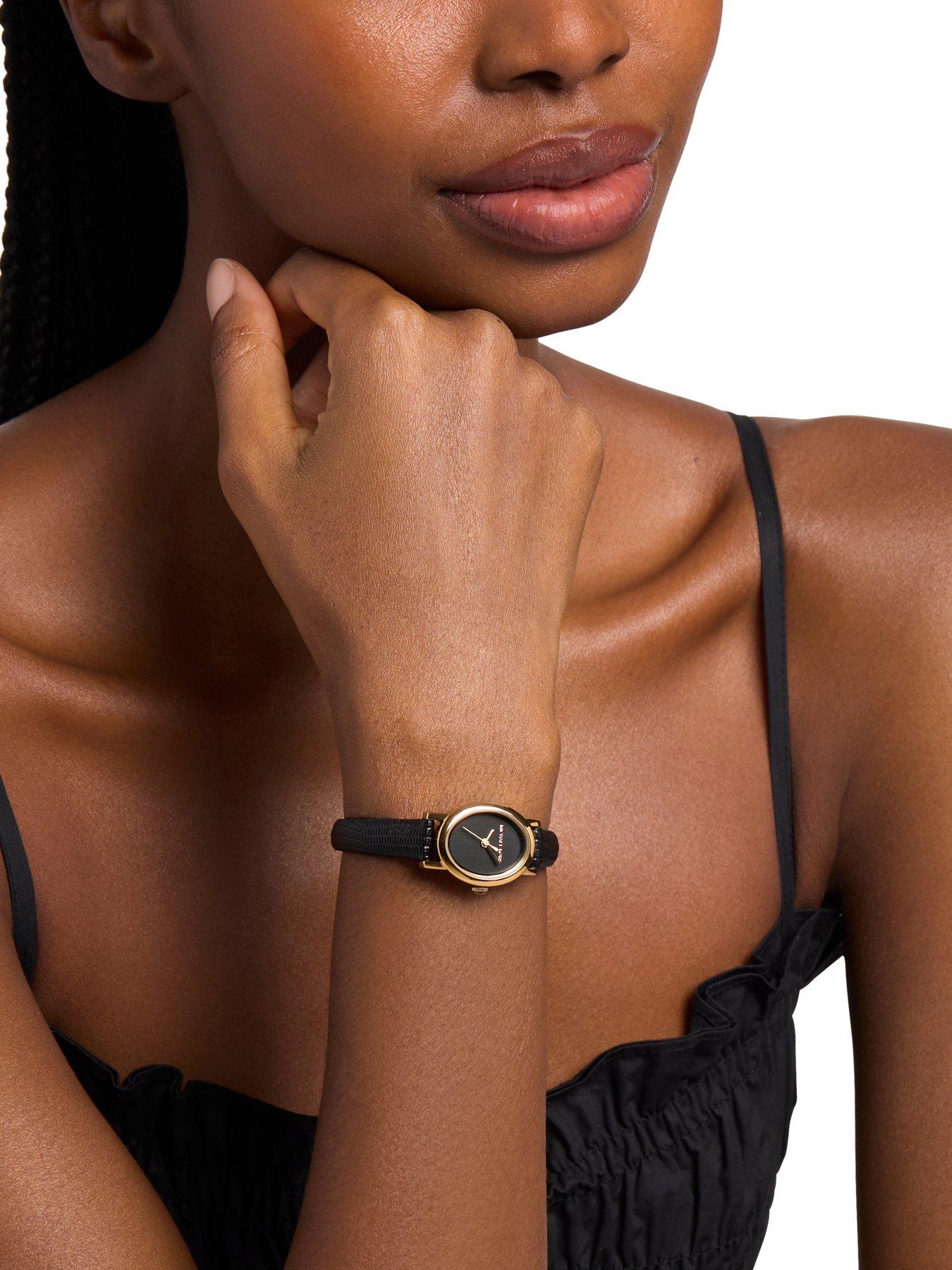 Image 7 of 7 of Michael Kors Maude Three-Hand Black Leather Watch