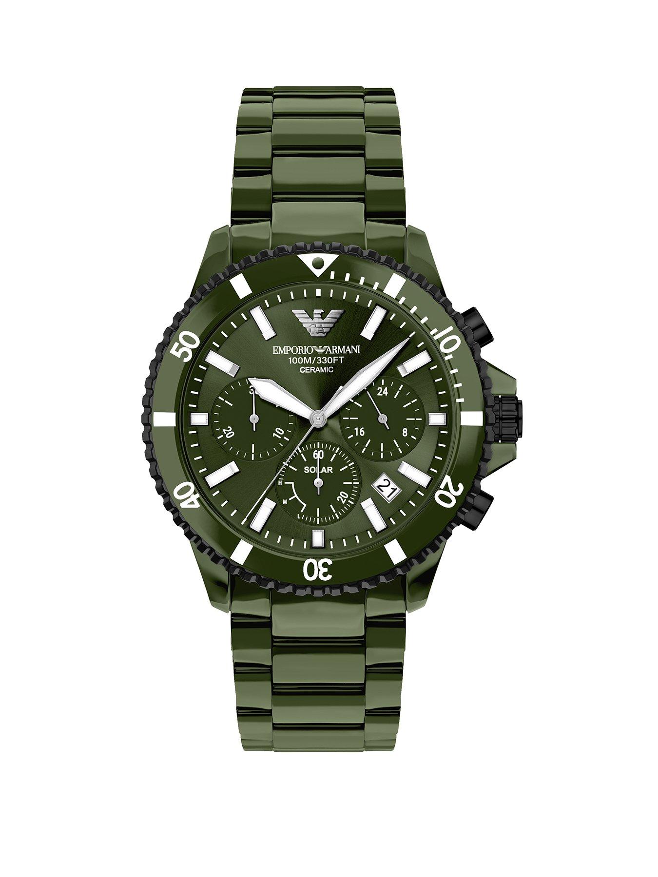Image 1 of 7 of Emporio Armani World Explorer Men's Chronograph Green Ceramic Watch, AR70023