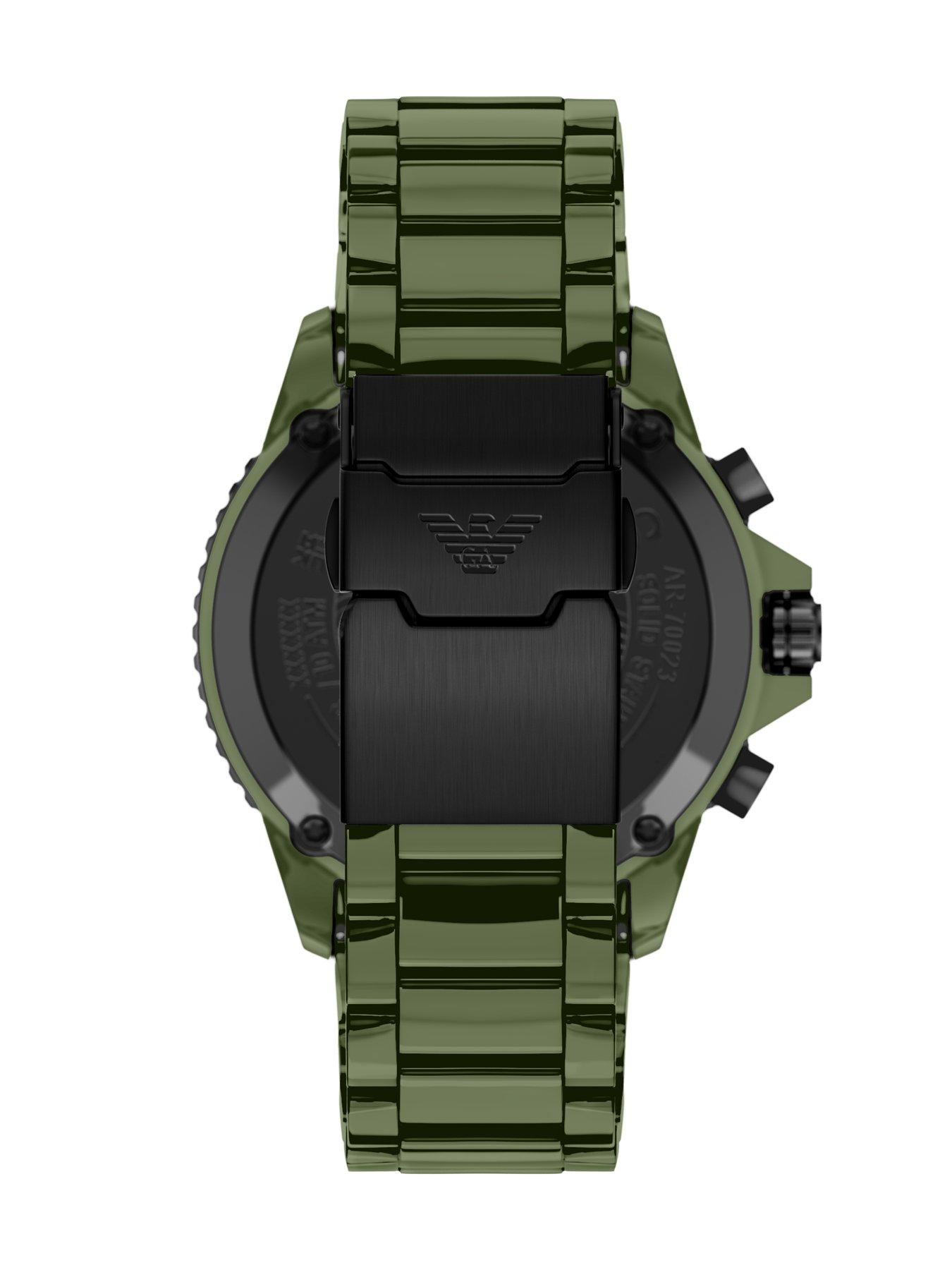 Image 2 of 7 of Emporio Armani World Explorer Men's Chronograph Green Ceramic Watch, AR70023