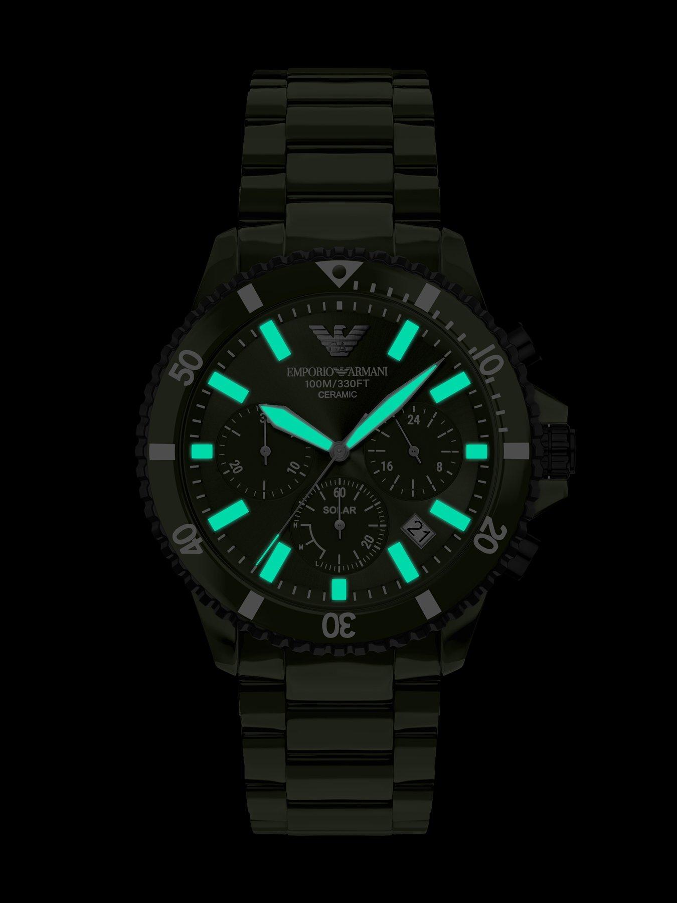 Image 4 of 7 of Emporio Armani World Explorer Men's Chronograph Green Ceramic Watch, AR70023