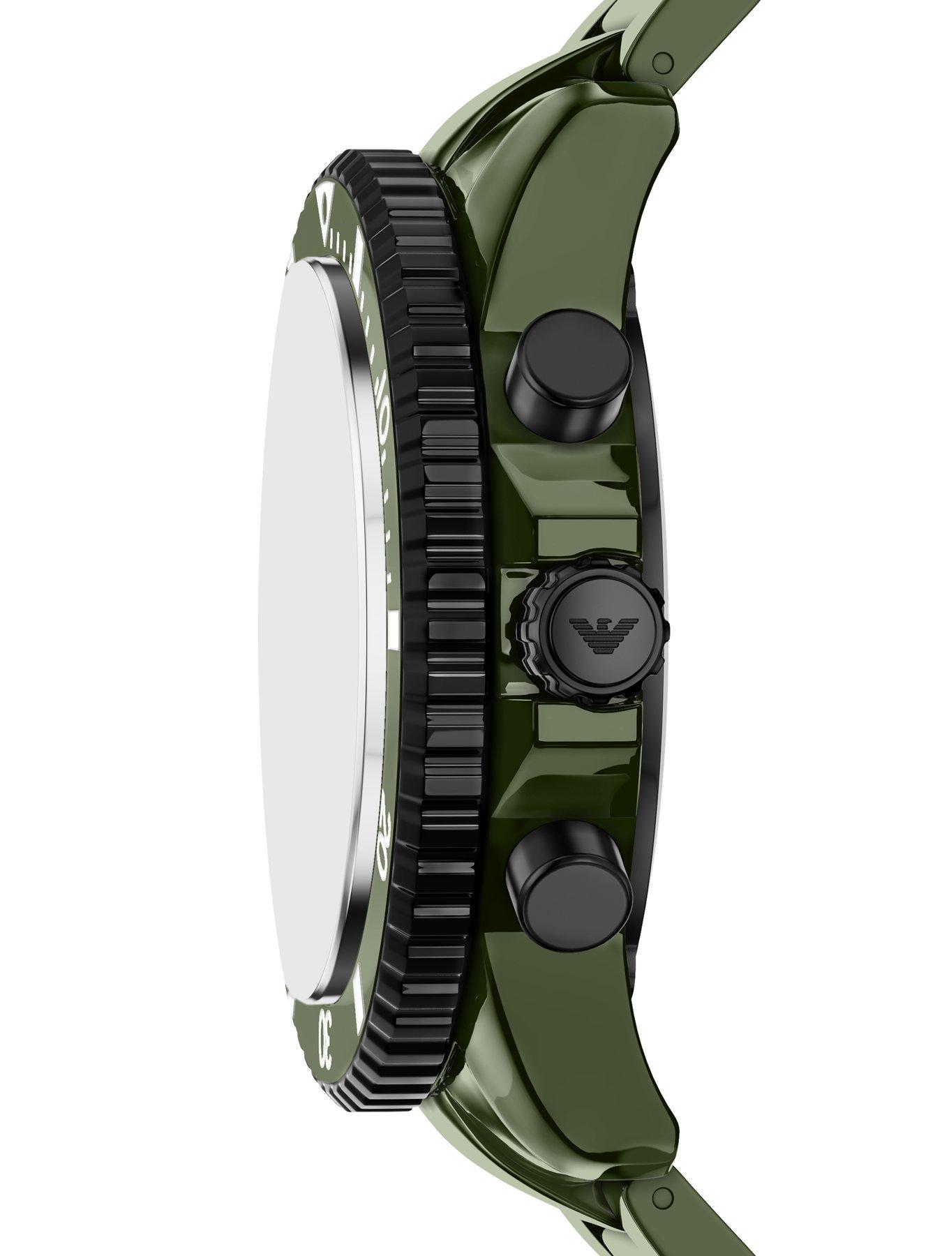 Image 5 of 7 of Emporio Armani World Explorer Men's Chronograph Green Ceramic Watch, AR70023