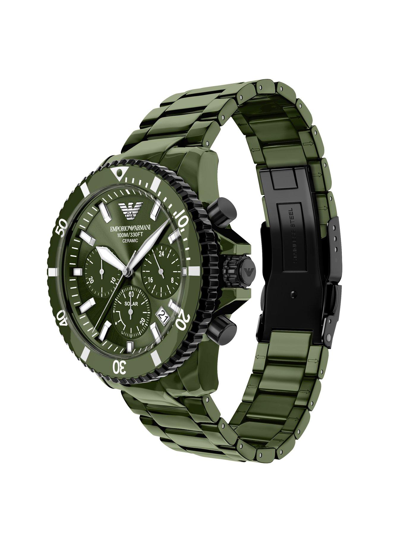 Image 6 of 7 of Emporio Armani World Explorer Men's Chronograph Green Ceramic Watch, AR70023