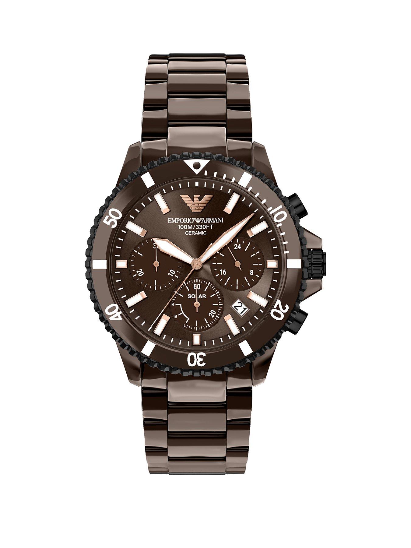 Emporio Armani World Explorer Men's Chronograph Brown Ceramic Watch, AR70025