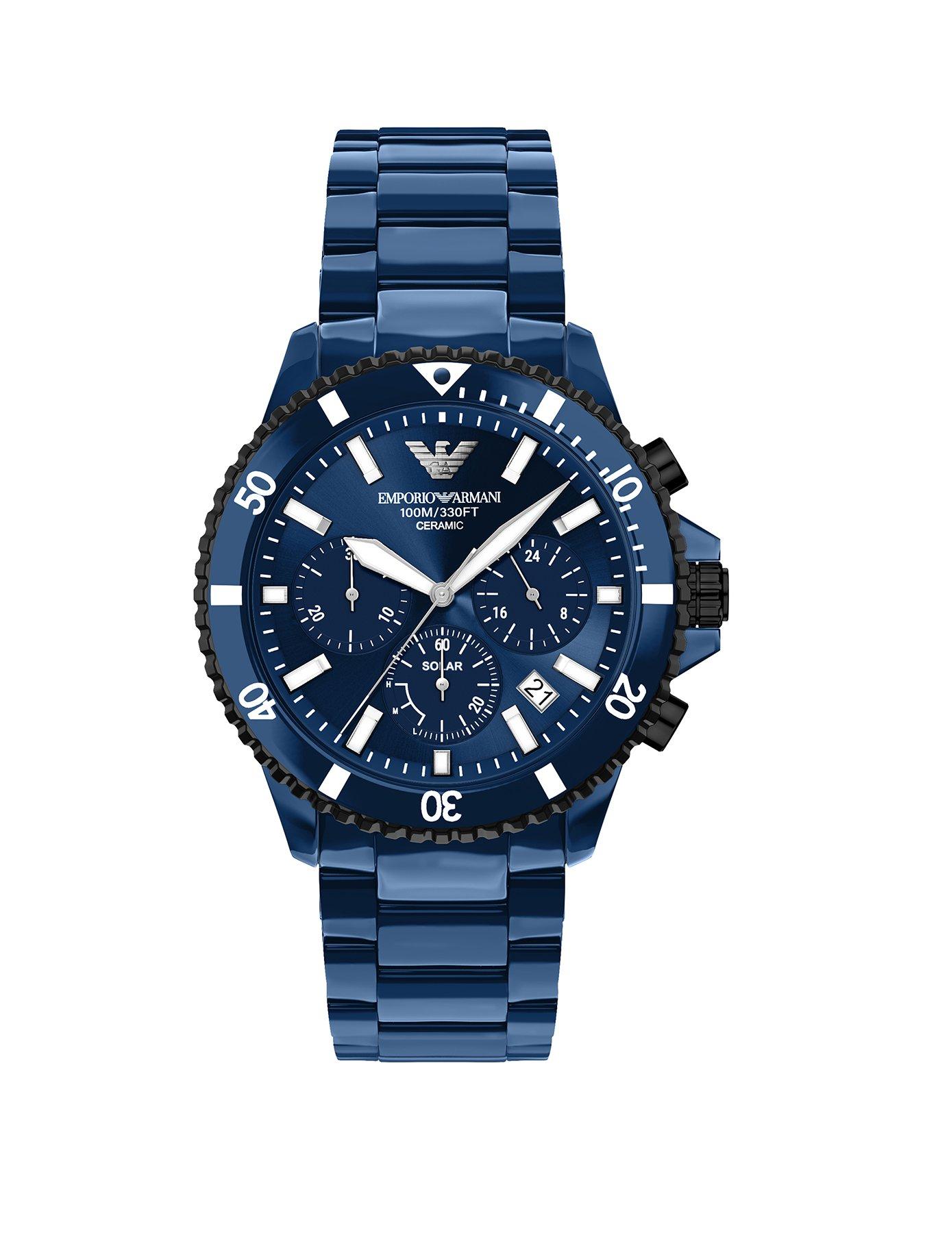 Image 1 of 7 of Emporio Armani World Explorer Chronograph Blue Ceramic Watch (AR70024)
