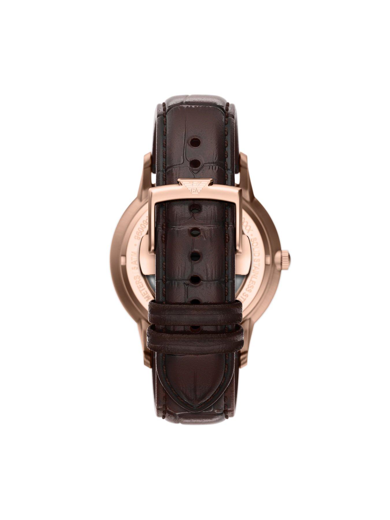 Image 2 of 7 of Emporio Armani Archetipo Automatic Brown Leather Watch (AR60098)