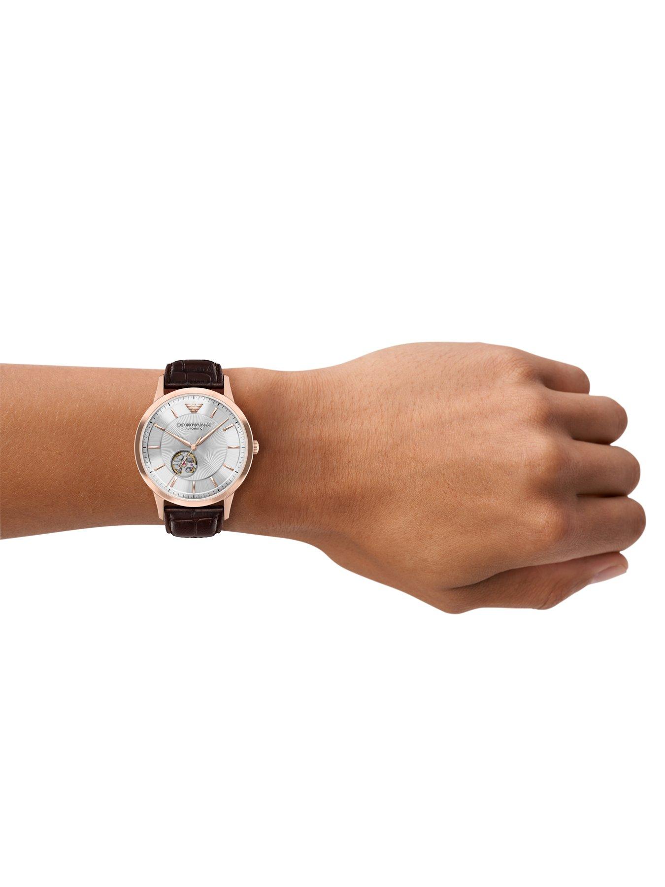 Image 3 of 7 of Emporio Armani Archetipo Automatic Brown Leather Watch (AR60098)