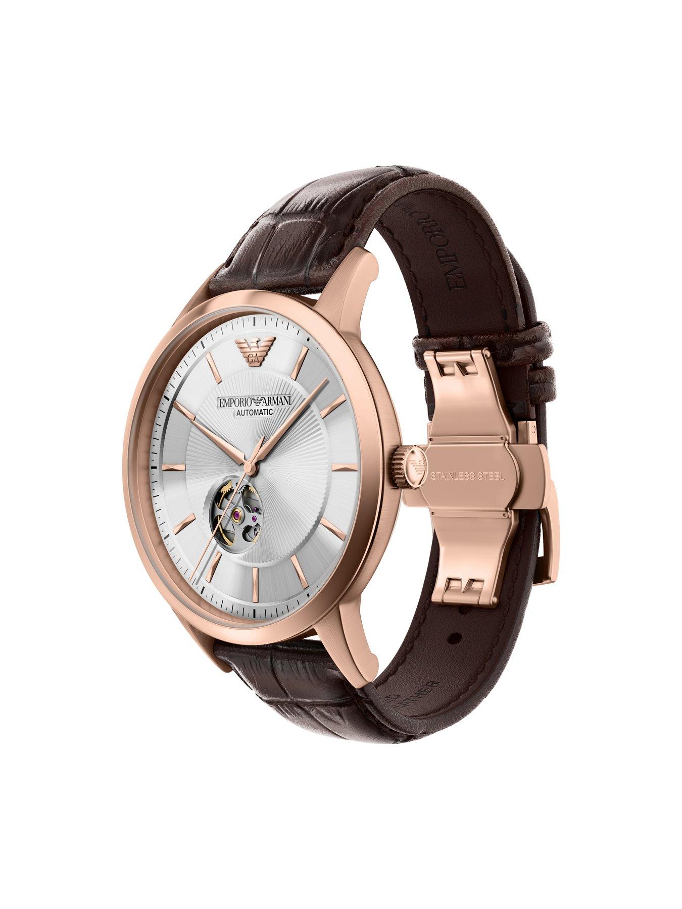 Image 6 of 7 of Emporio Armani Archetipo Automatic Brown Leather Watch (AR60098)