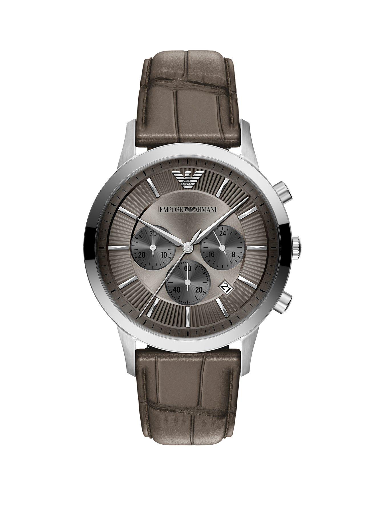 Emporio Armani Men's Archetipo Chronograph Gray Leather Watch, AR11821