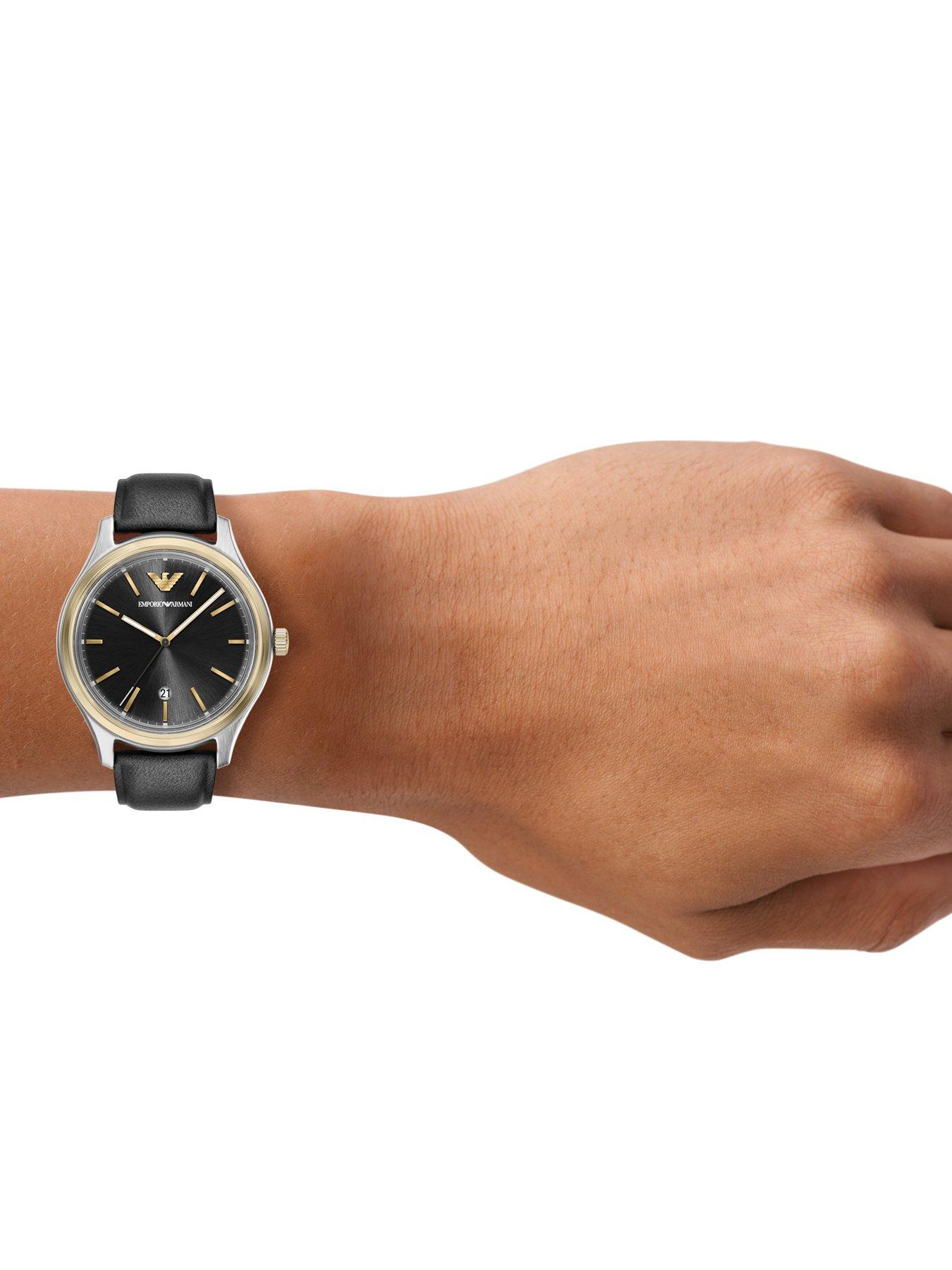 Image 3 of 7 of Emporio Armani Three-Hand Date Leather Watch (AR11834)