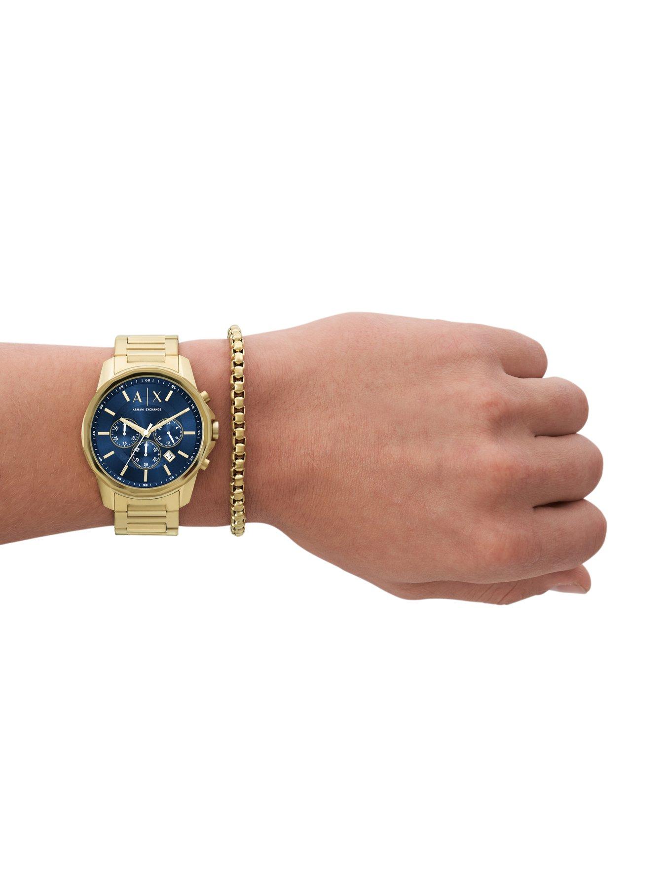 Image 3 of 6 of Armani Exchange Chronograph Gold-Tone Watch and Bracelet Set