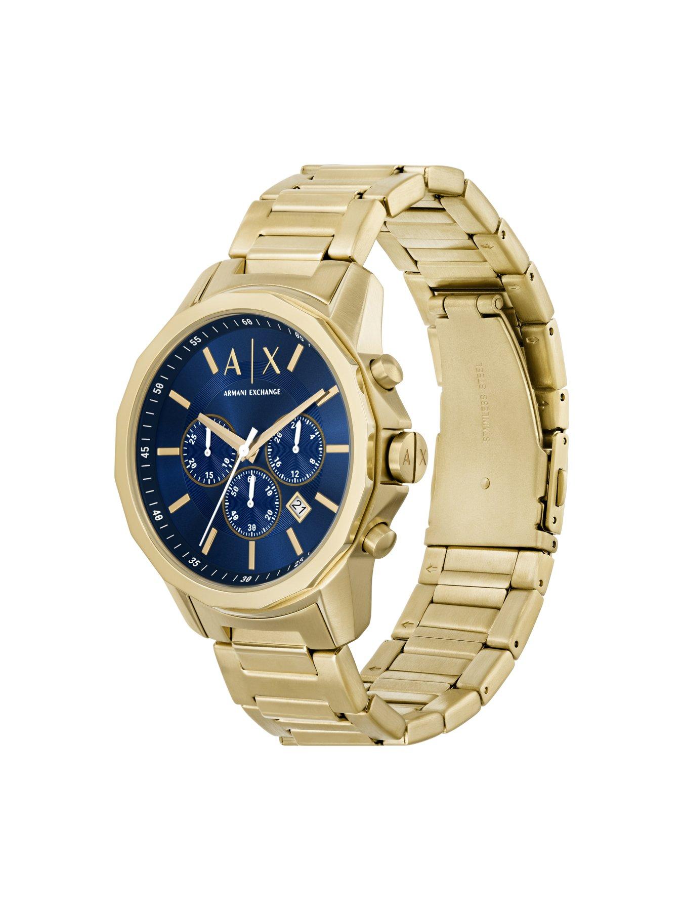 Image 6 of 6 of Armani Exchange Chronograph Gold-Tone Watch and Bracelet Set